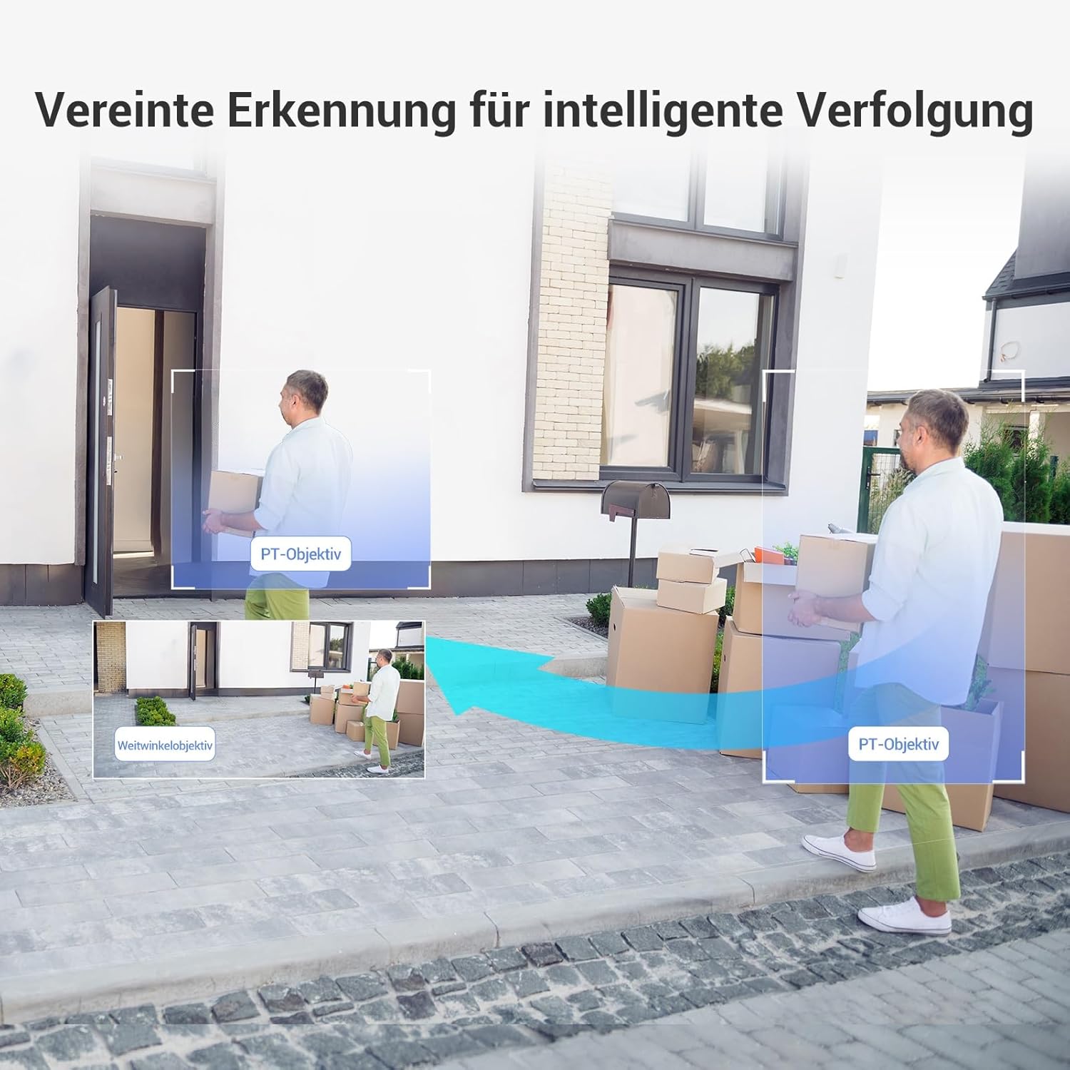 Detalle de EZVIZ H9c Dual 3K (5MP+5MP) WLAN-Außenkamera mit Dual-Lens, 360° Pan & Tilt und KI-Erkennung