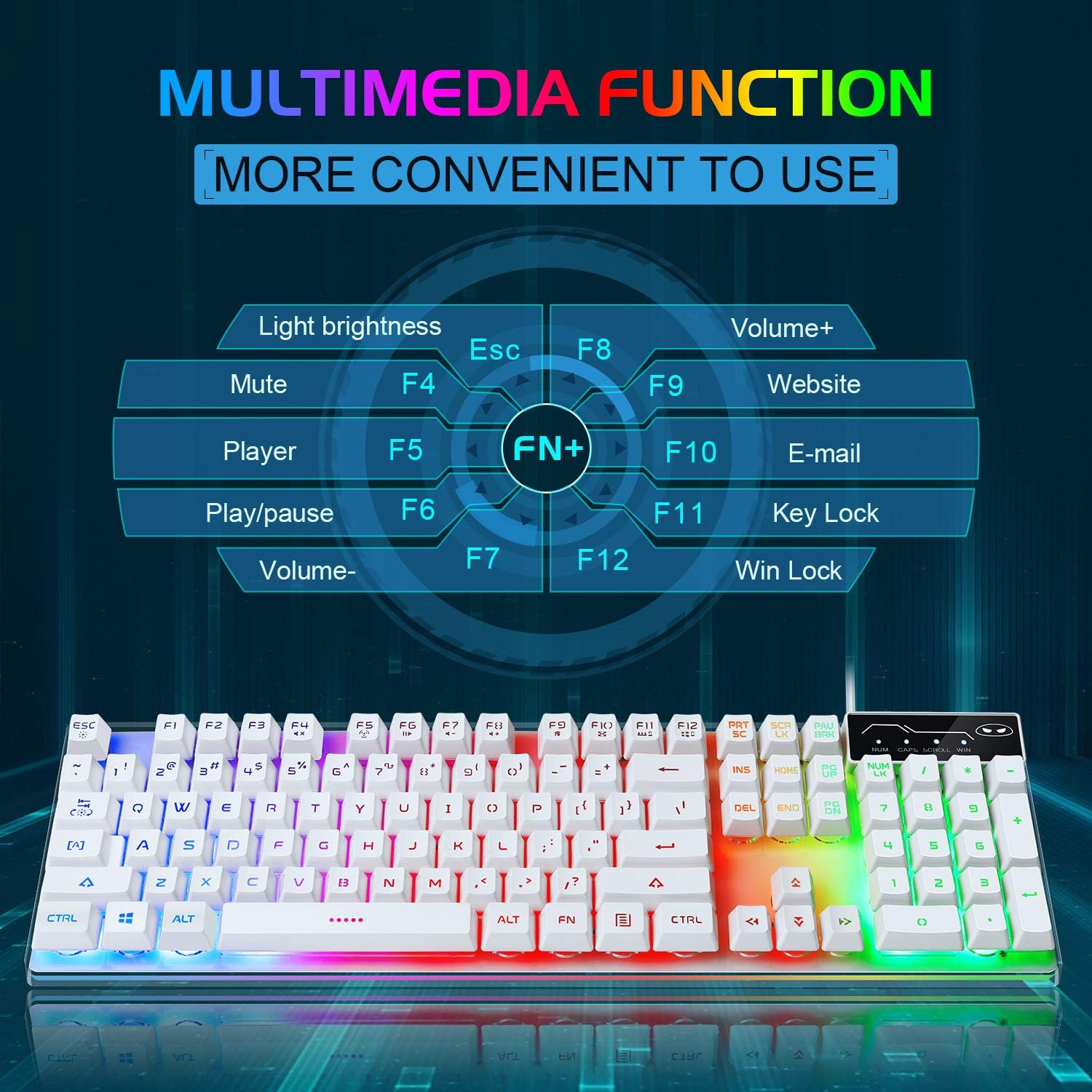 Thumbnail 4 de K1 Gaming Keyboard 104-Key ⌨