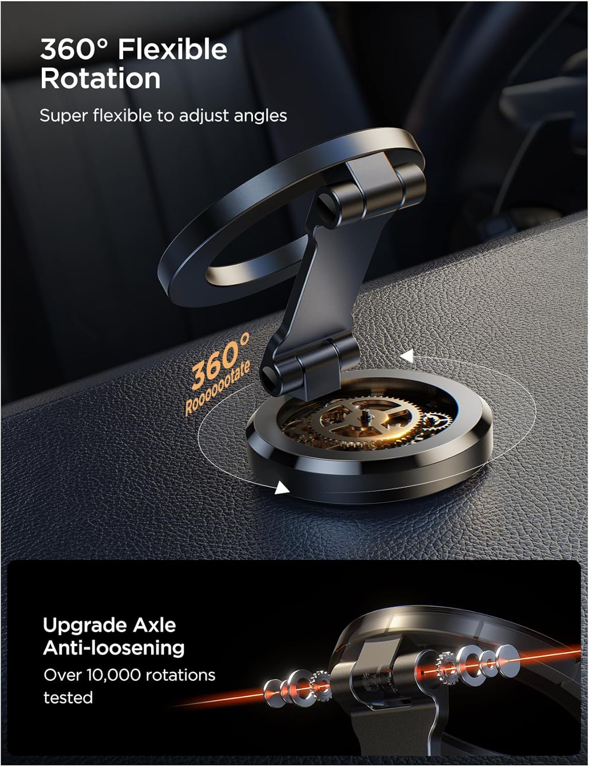Detalle de JOYROOM Fits MagSafe Car Mount with 20xN55 magnets, all-metal foldable magnetic phone holder