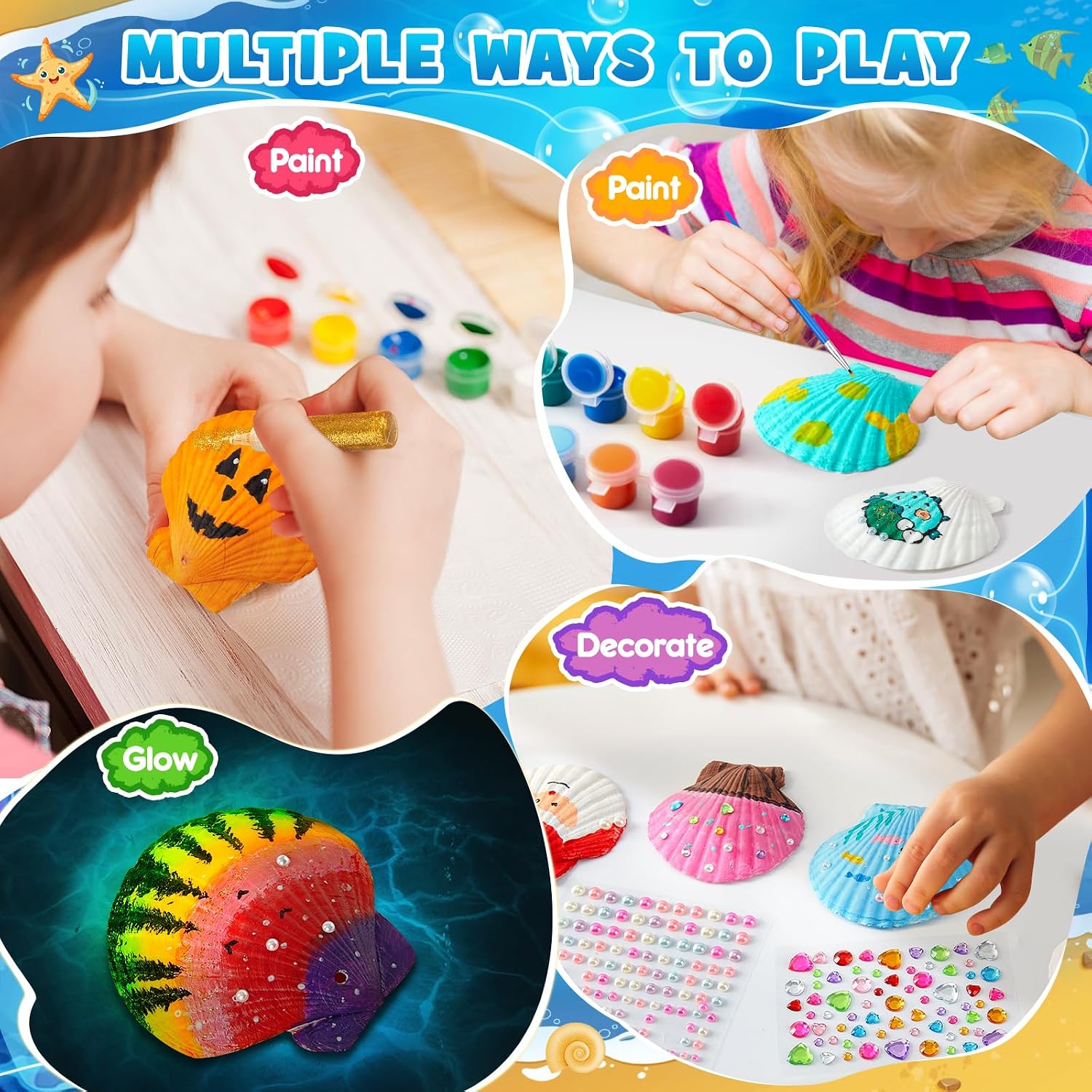 Detalle 2 de UPDOKIT Sea Shell Painting Kit Kids 18 pcs