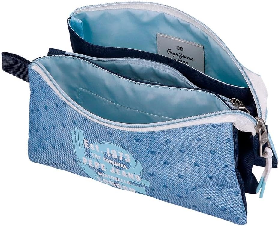 Detalle 2 de Pepe Jeans Noni Denim Astuccio Triplo Blu 22x12x5 cm in Poliestere – Organizzazione e Stile