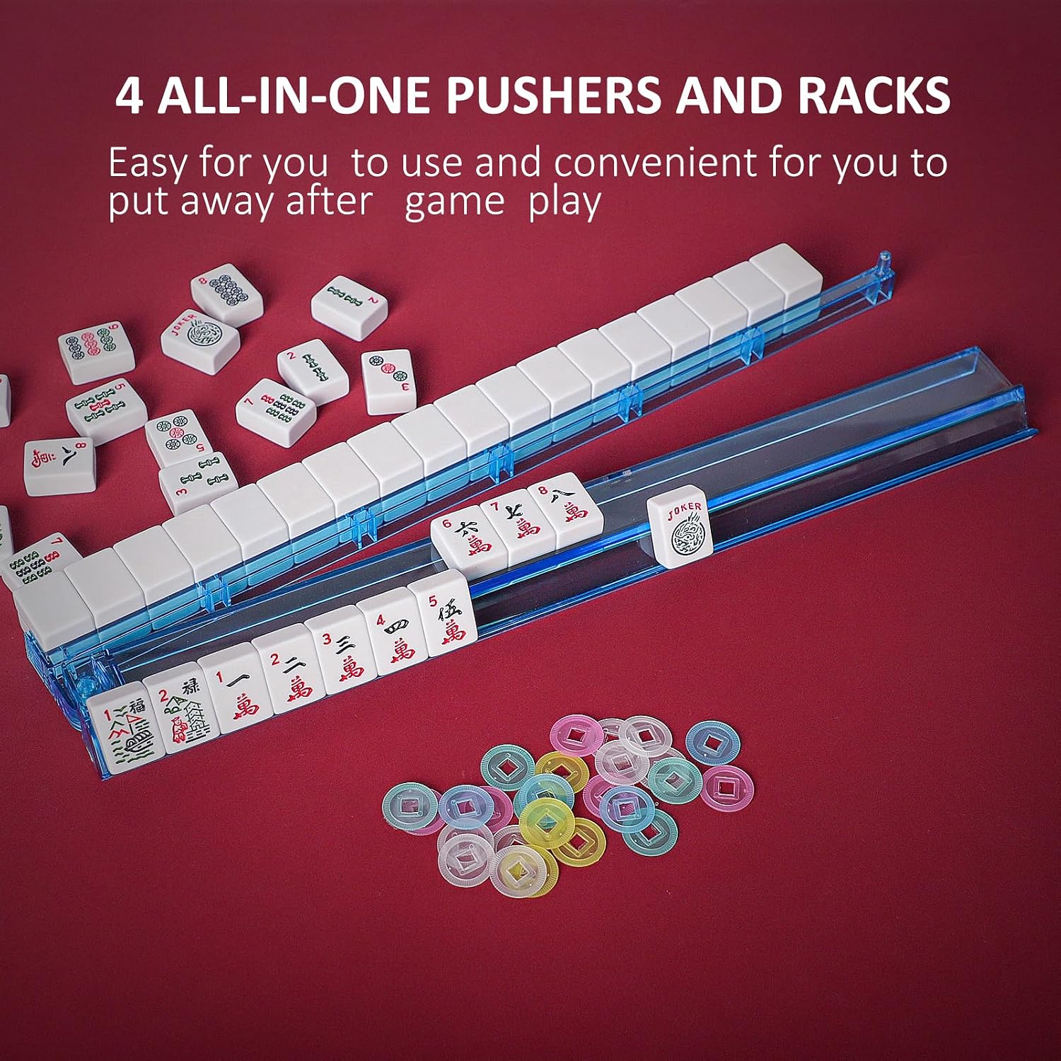 Thumbnail 3 de Jongyance American Mahjong Set (166 Tiles) with Blue/Red Carry Bag and All-in-One Racks