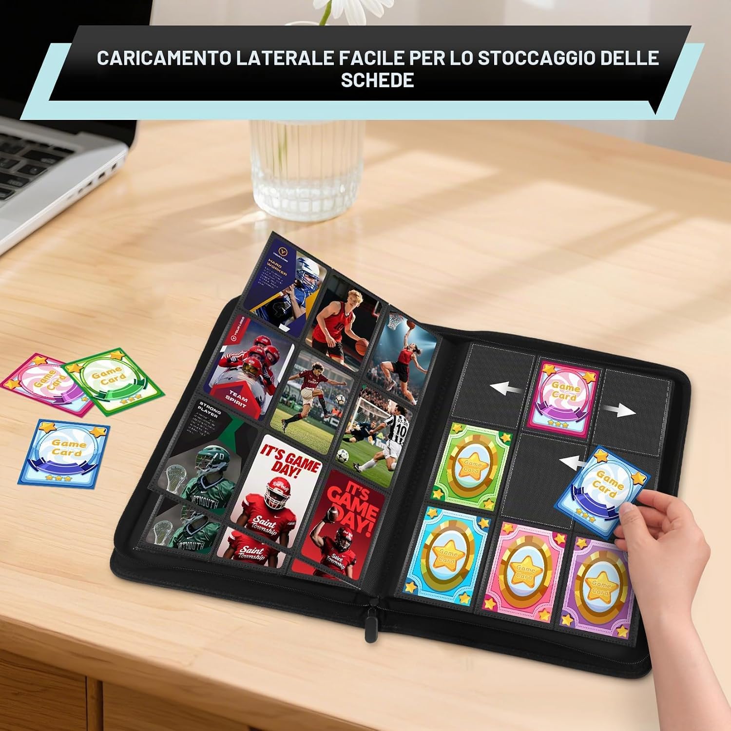 Detalle de WITHYU 9 Album Collezionista per Carte – Capacità 540, Impermeabile e Anti-Graffio, Inserimento Laterale, Acquamarina