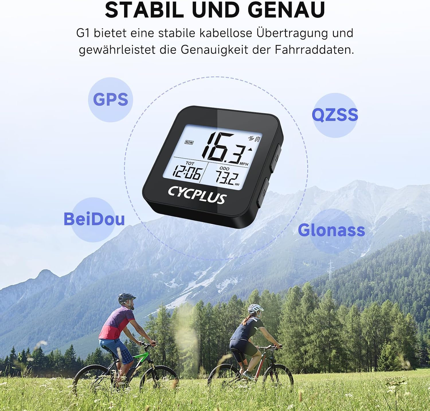 Detalle 2 de CYCPLUS GPS Fahrradcomputer G1 – Wasserdichter Radcomputer, GPS-Tachometer, IPX6, Drahtlos
