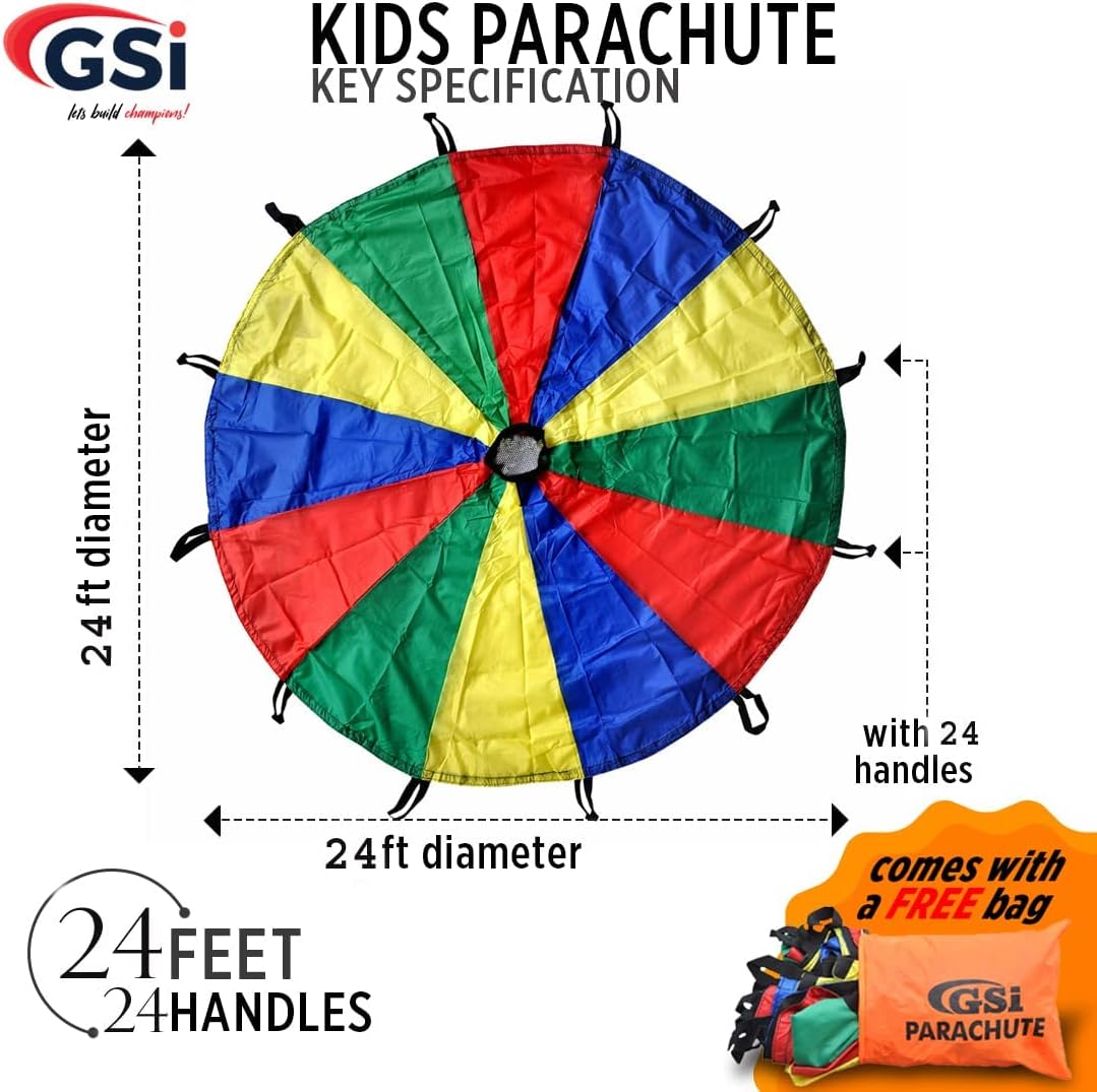 Thumbnail 2 de GSi Kids Play Parachute Rainbow Parachute Toy Tent Game for Children (24 Feet)