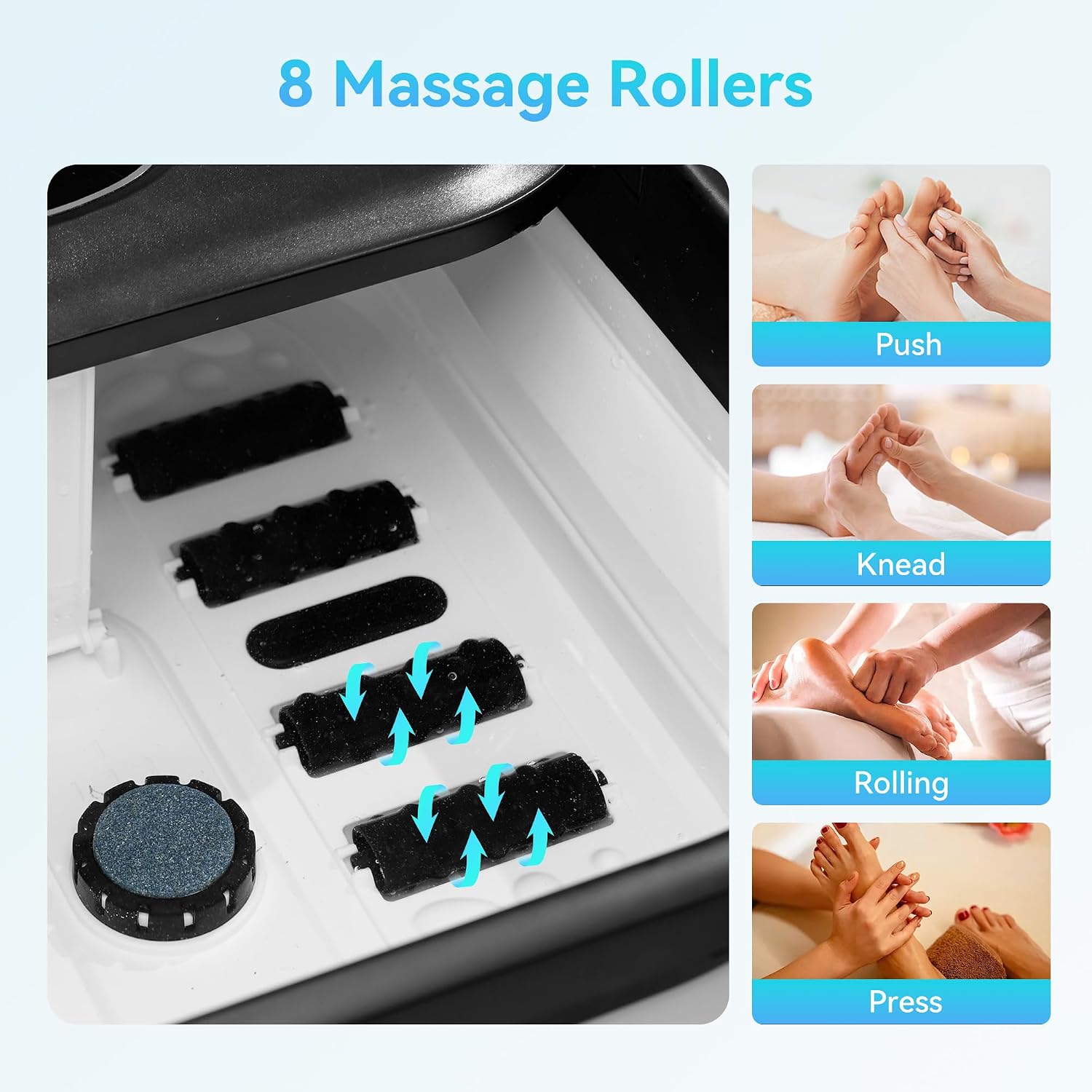 Thumbnail 6 de Foot Spa Bath Massager with Heat – Collapsible foot soaking tub with bubbles, red light, pumice & shiatsu rollers