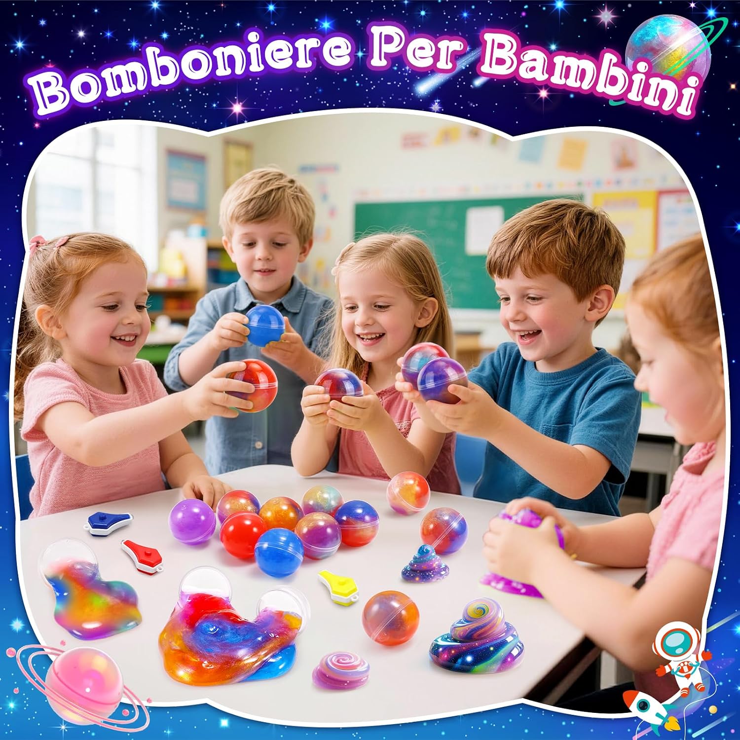 Detalle de Hapikids Slime per Bambini Fluffy Galaxy: kit con 24 bolas e mini-lanterne, per 6-12 anni
