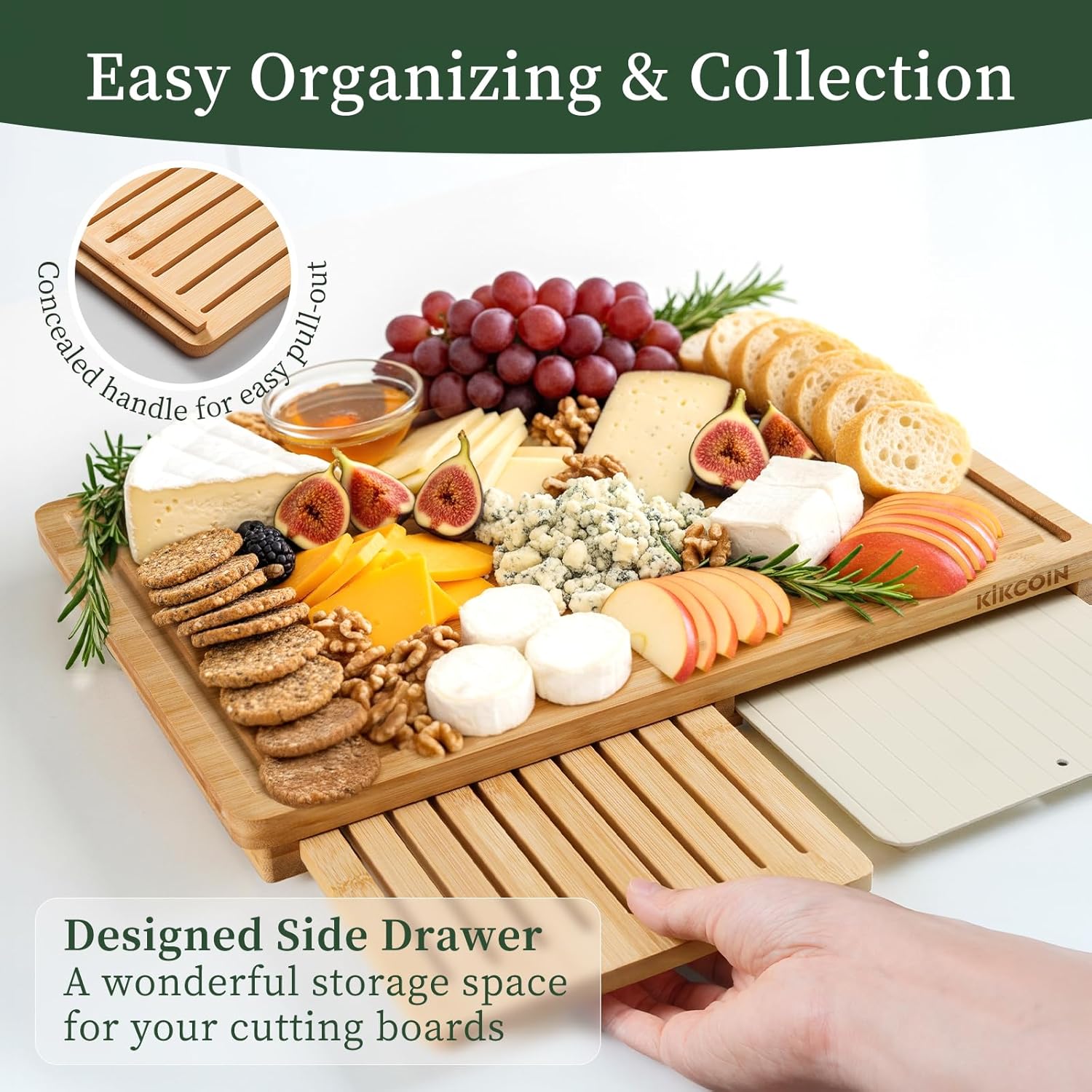 Thumbnail 3 de Kikcoin Bamboo Cutting Board Set with Defrosting Tray: All-in-One Meal Prep Kit