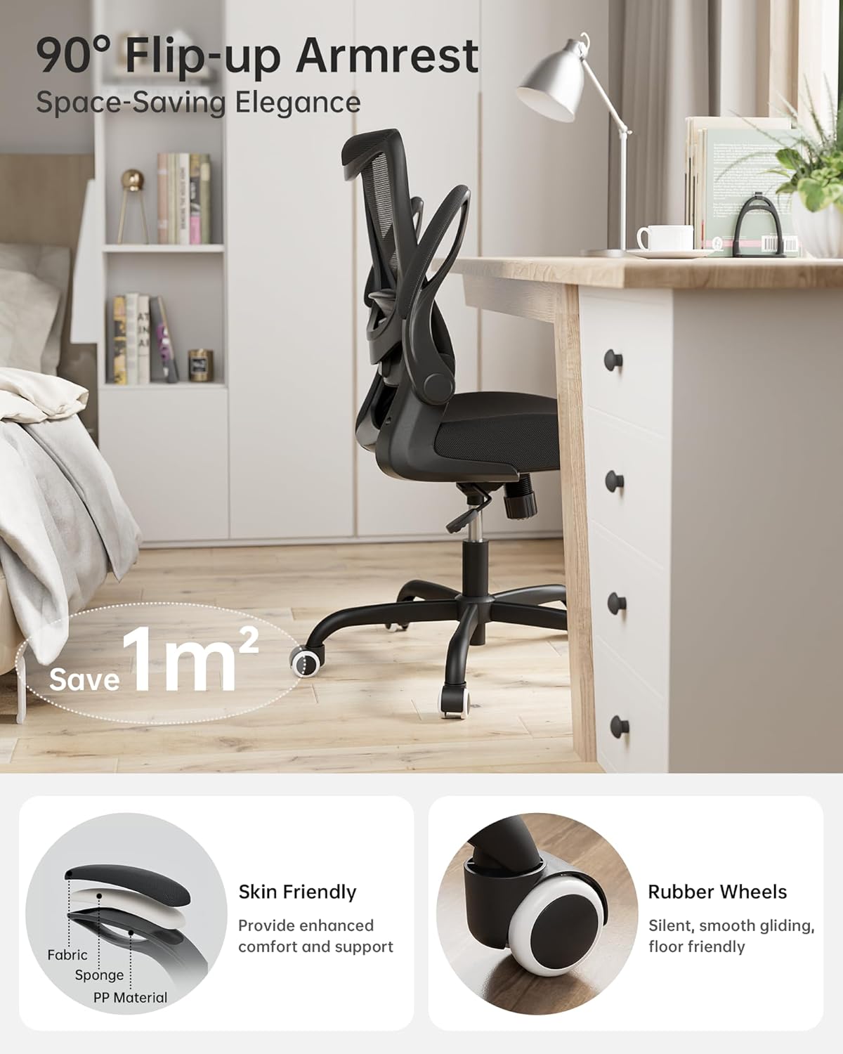 Thumbnail 2 de MUXX.STIL Office Chair: Ergonomic Mesh Desk Chair with Adjustable Lumbar Support and Flip-Up Armrests