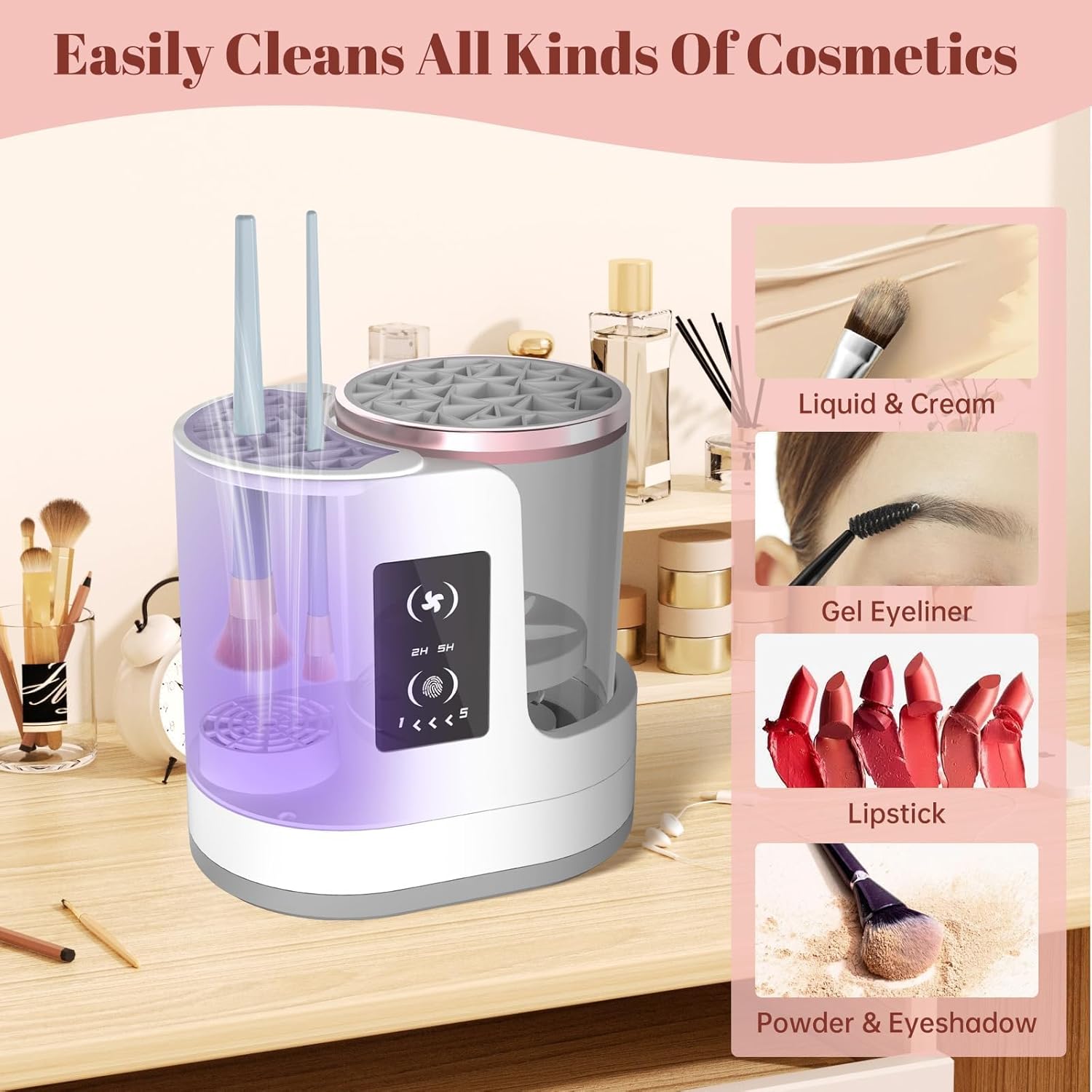 Thumbnail 6 de OctHope 3-in-1 Electric Makeup Brush Cleaner Machine (White)