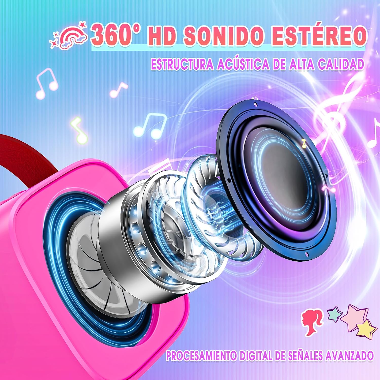 Detalle de Dislocati Princesa Karaoke Niña Bluetooth 2 micrófonos