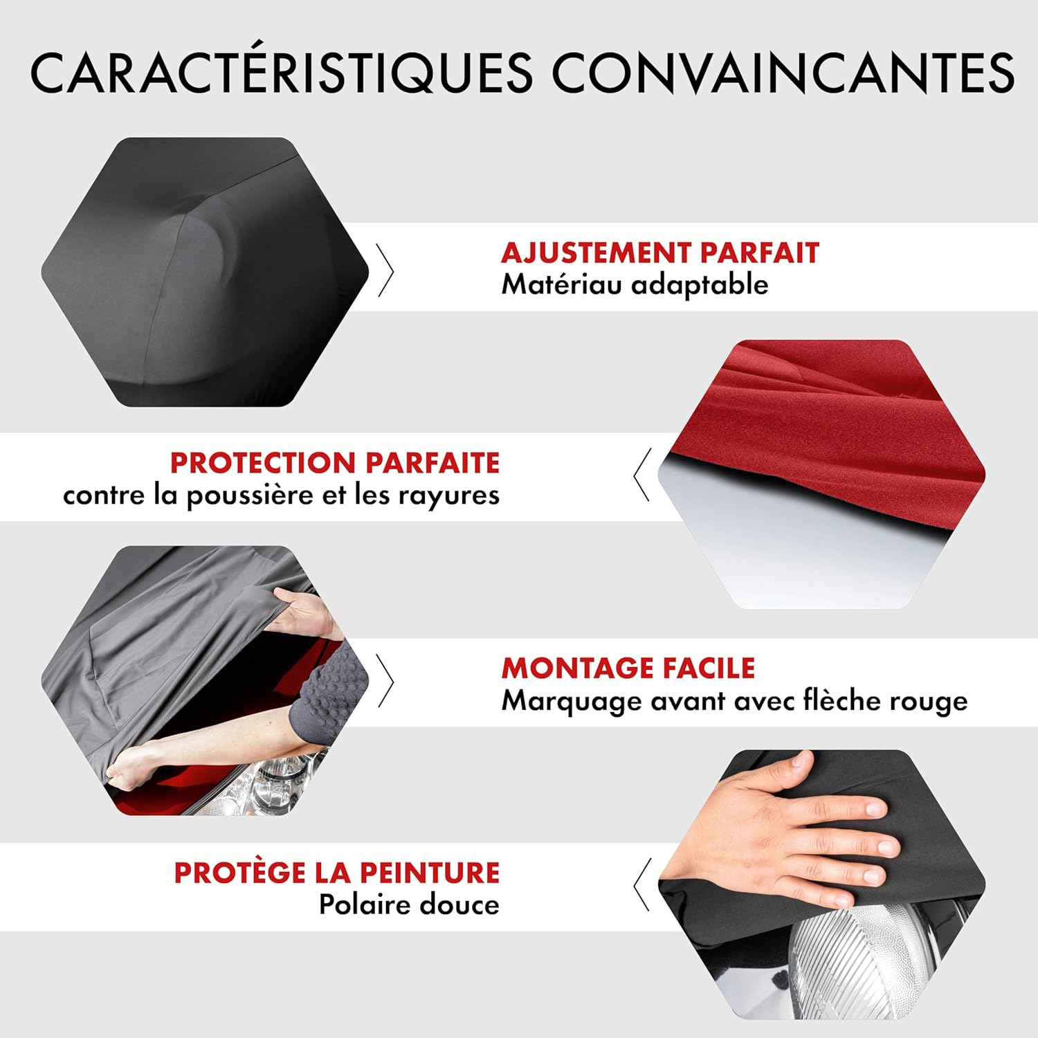 Detalle 2 de WALSER Premium Housse de voiture d’intérieur Indoor Stretch Plus, taille 3, rouge