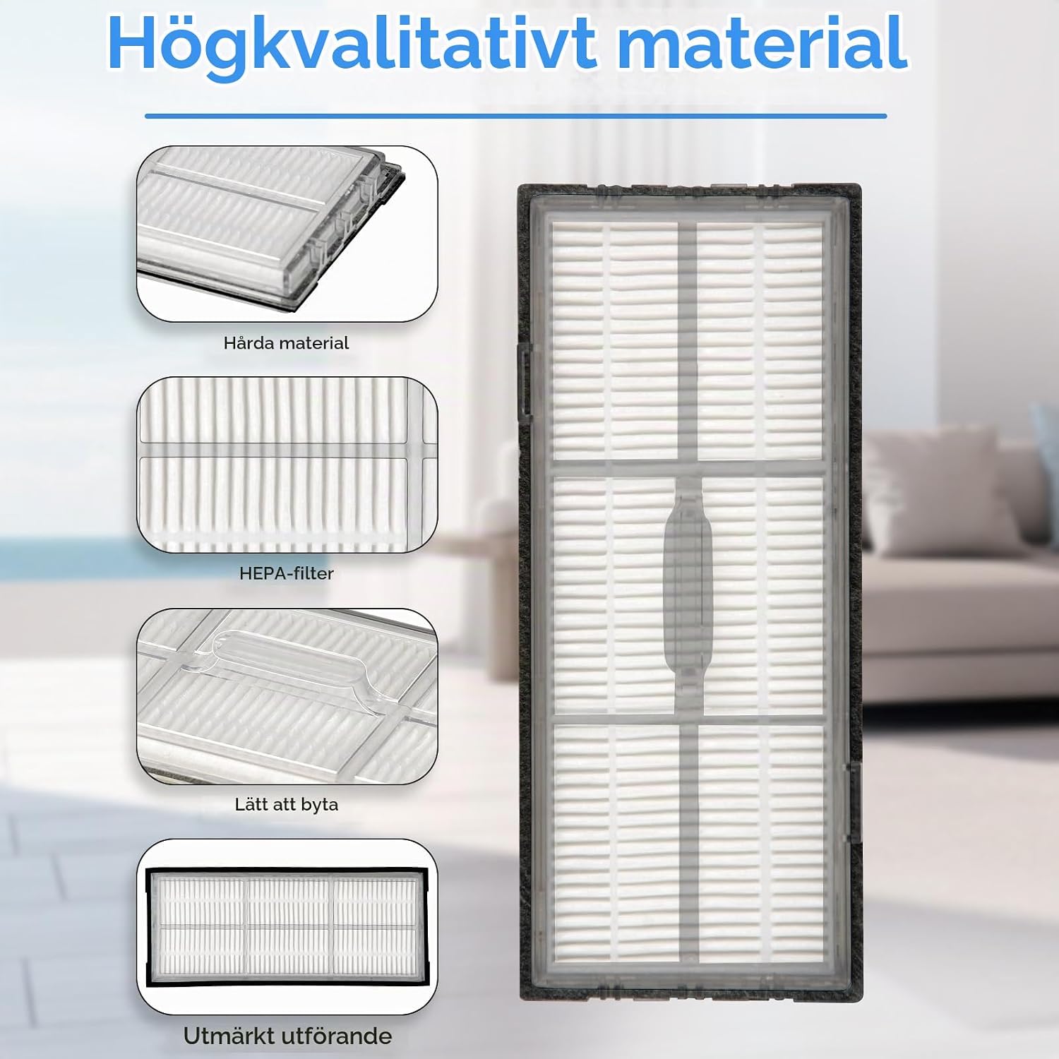 Detalle 2 de COWINORY HEPA-filter för Roborock S7 och S8, 3-pack med upp till 99 % filtrering