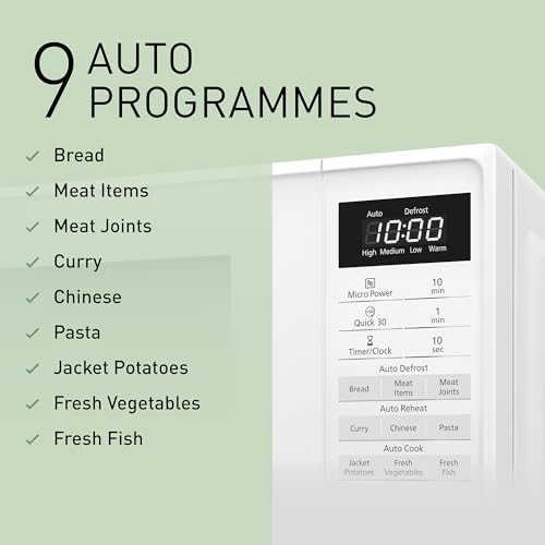 Detalle de Panasonic NN-E27JWMBBQ 20L Compact Microwave: 800W, Touch Control, 9 Auto Programmes
