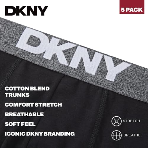 Detalle 2 de DKNY Portland Mens Boxer Shorts Multipack (Pack of 5) – Cotton Blend, Black, XL