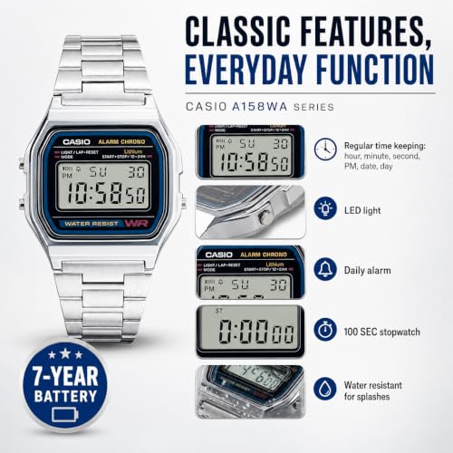 Thumbnail 6 de Casio Orologio da Uomo Digitale A158WEA-1EF: cinturino in acciaio inox, stile versatile