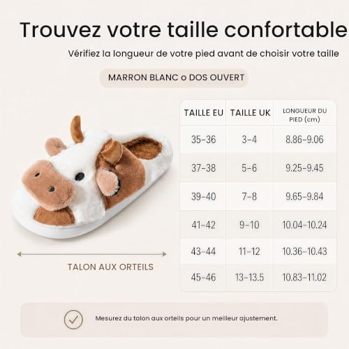 Detalle de Fadezar Chaussons fantaisie requin/vache, doublure peluche et semelle antidérapante