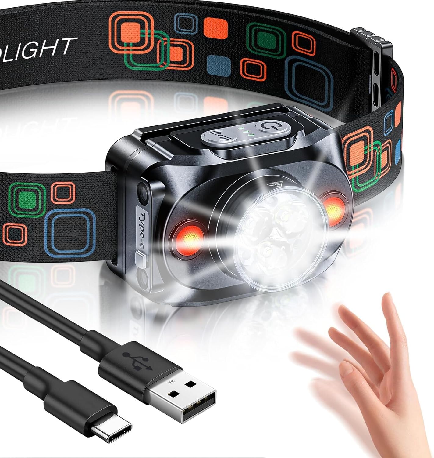 Detalle de Rolgno Head Torch 2000mAh rechargeable headlamp ๐ฆ