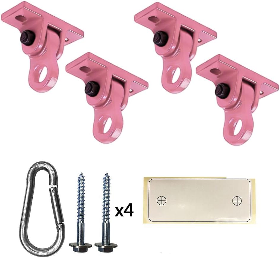 ABUSA Heavy Duty Pink Swing Hangers (Screws & Bolts Included) — Over 5000 lb Capacity, 4-Pack