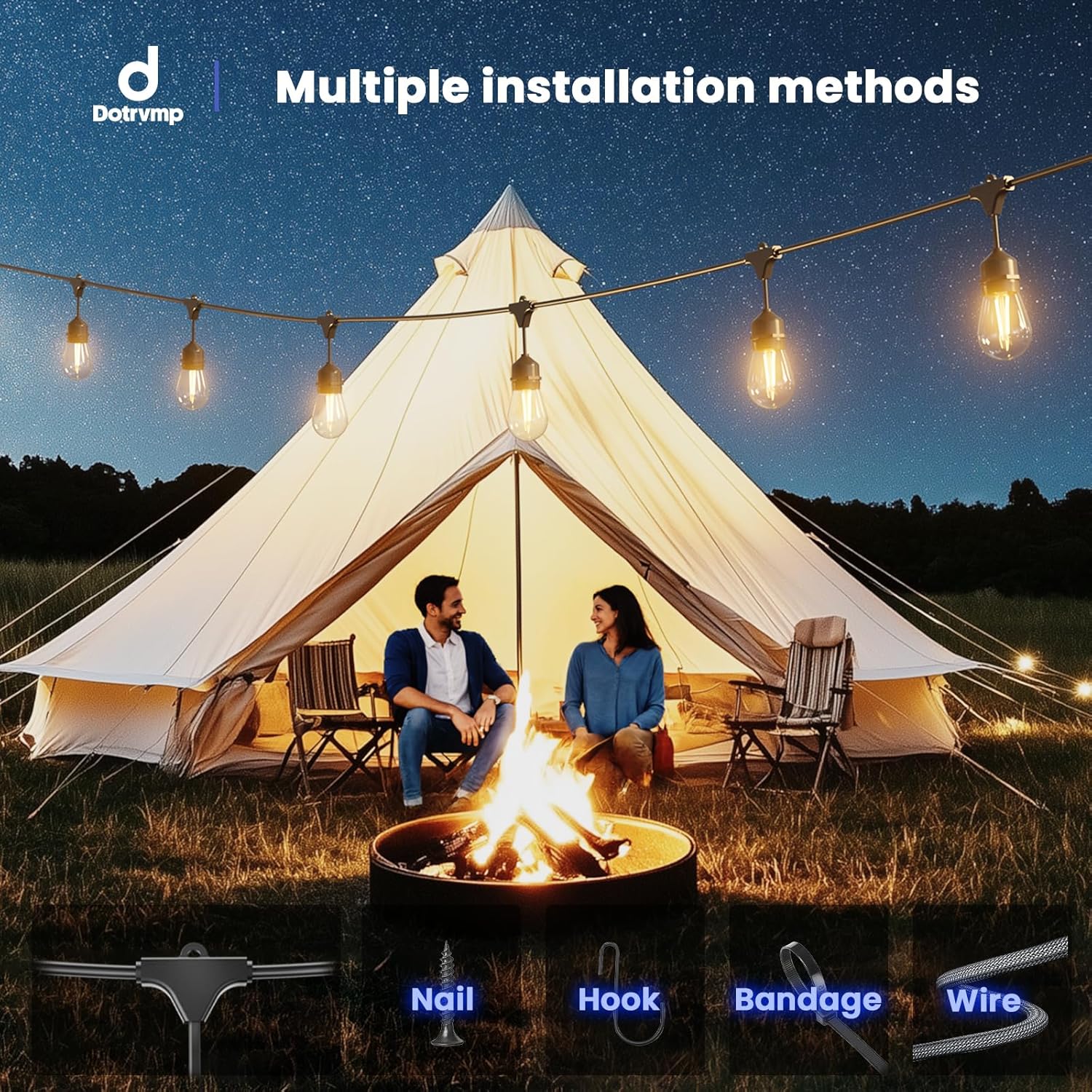Thumbnail 3 de Dotrvmp S14 48ft LED Outdoor Festoon Lights, IP65, 2W per bulb – Commercial Grade String Lights