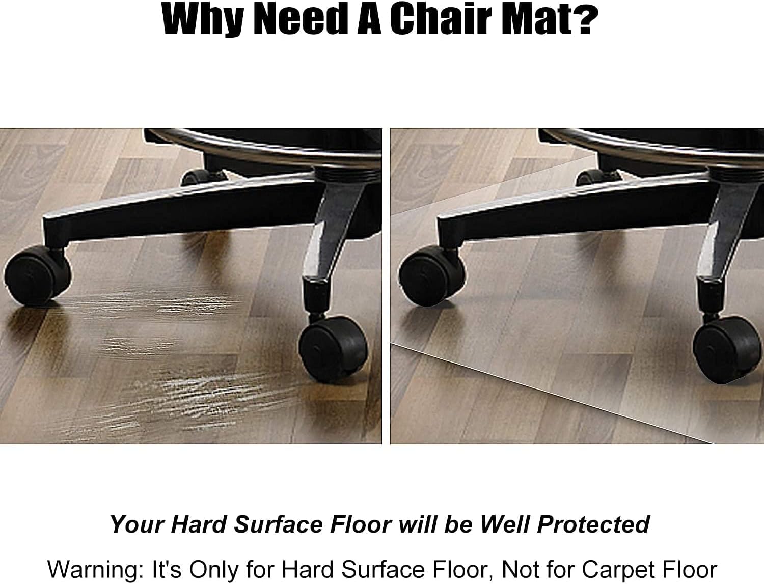Detalle de LeapYouth 90x120 cm Office Chair Mat for Hard Floors