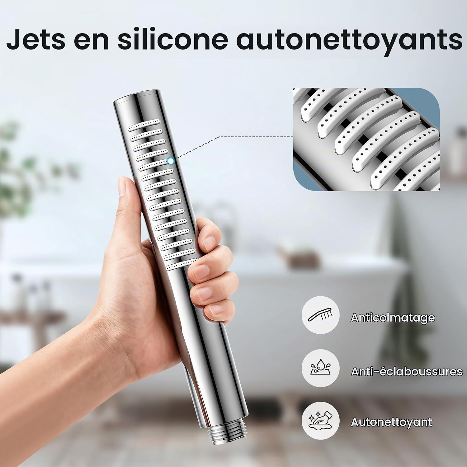 Detalle 1 de FEELSO handdouche, model FEELSO, met 195 siliconen sproeiers en G1/2-aansluiting