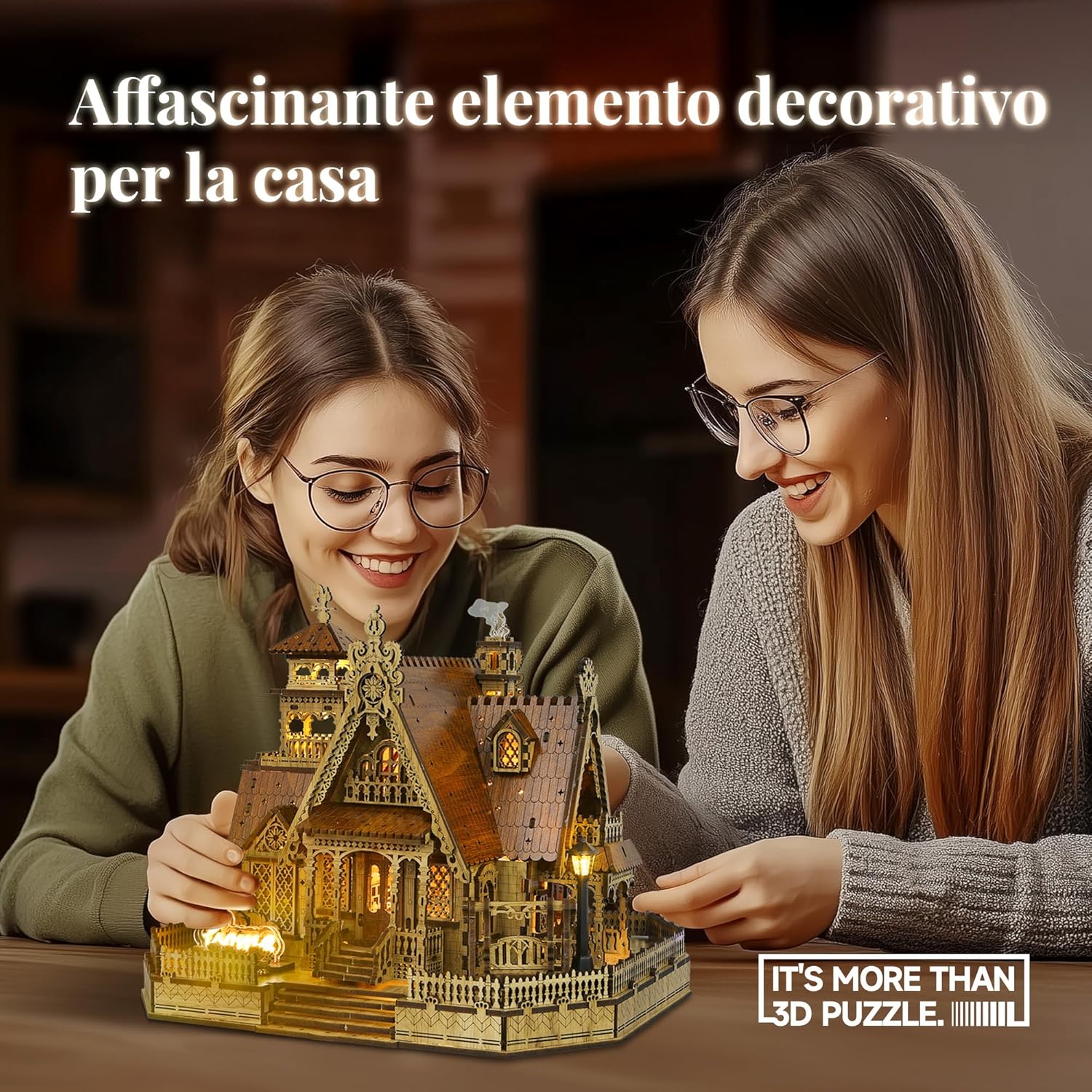 Thumbnail 5 de FUNPOLA LED 3D Puzzle di legno – Casetta di campagna con luci LED