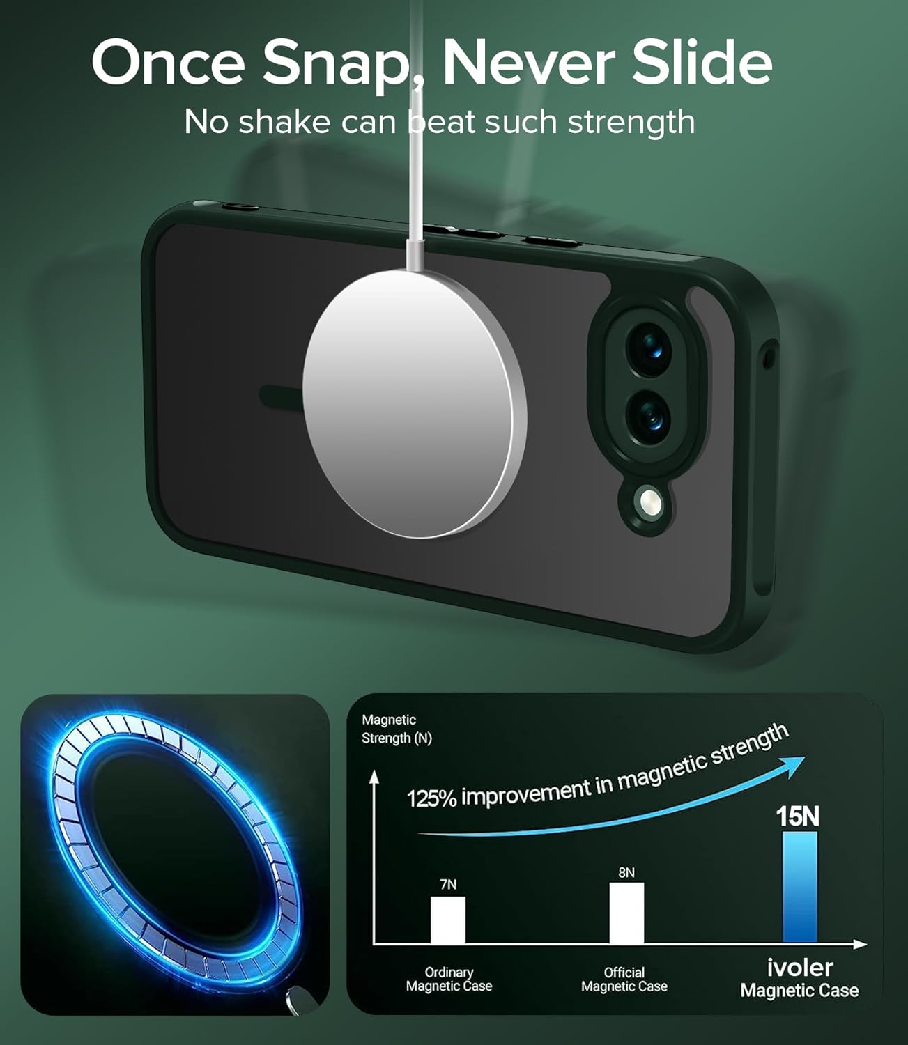 Thumbnail 1 de ivoler Magnétique Coque 3 en 1 pour Google Pixel 10a – Étui antichoc avec verre trempé et protection écran