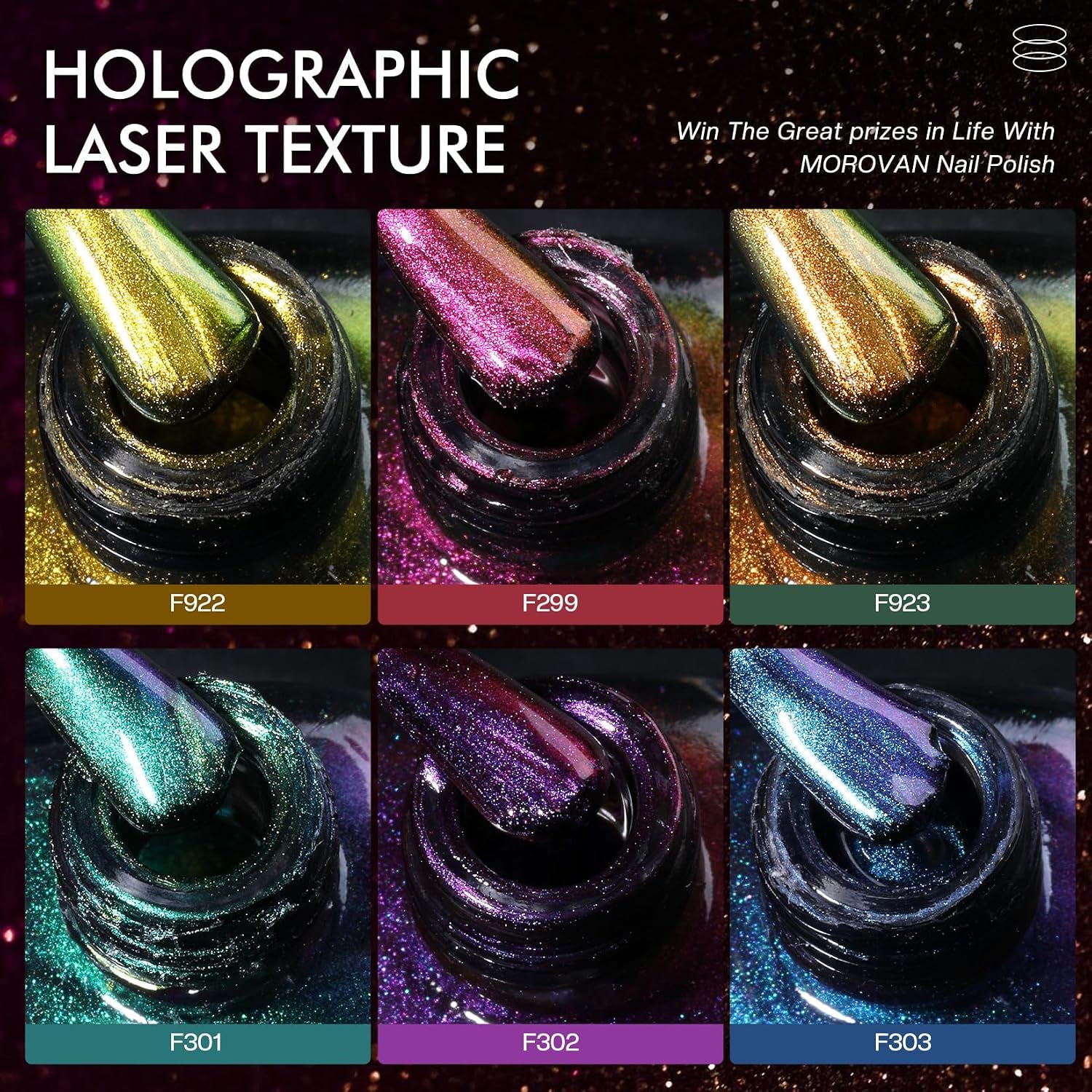 Detalle de Morovan Holographic Nail Polish Set, 6 Colors