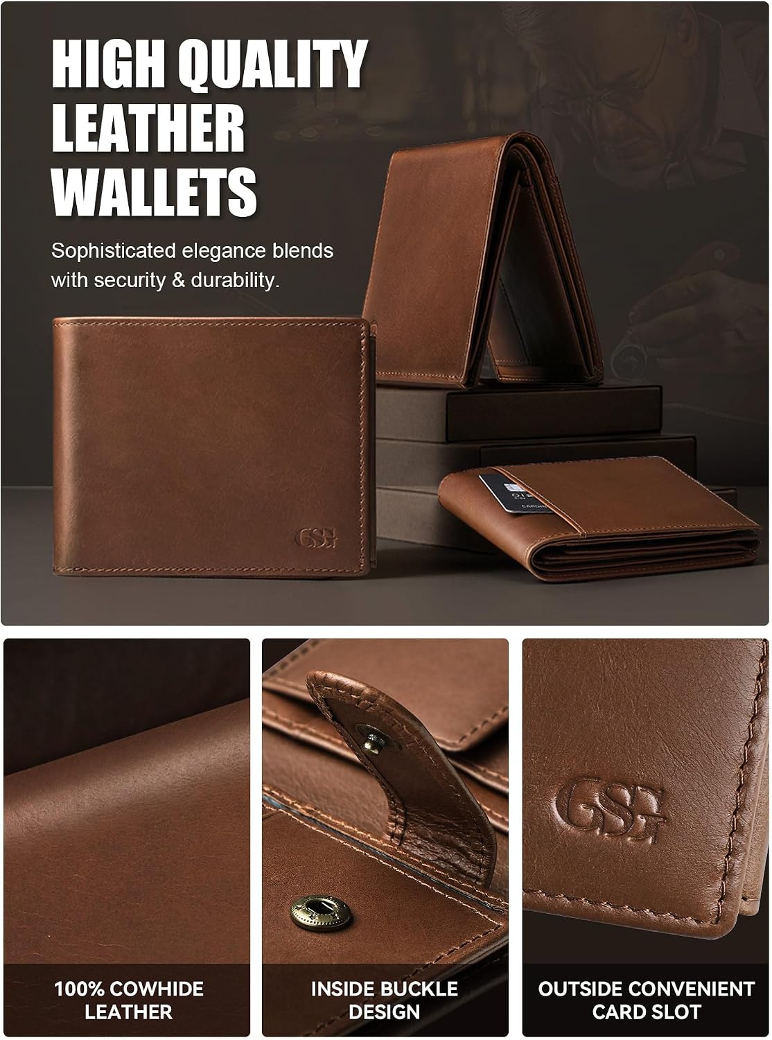 Thumbnail 2 de GSG SINCE 1998 Mens Cowhide Leather Wallet 17-card 👛