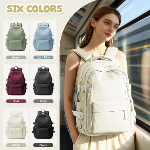 Thumbnail 6 de HYC00 School Bag for Teenagers – 20L, 14-Inch Laptop, Water-Resistant Beige Rucksack