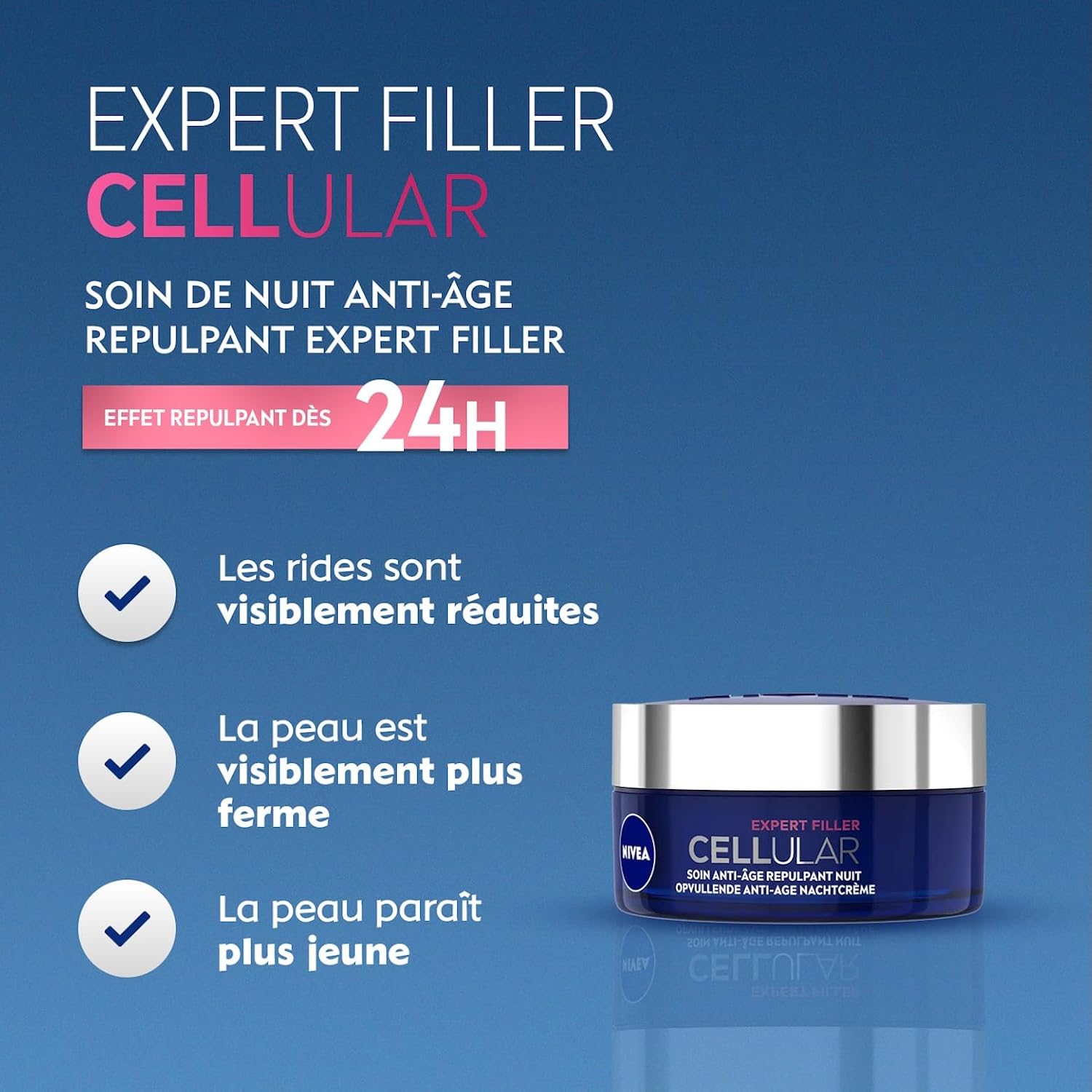 Detalle de NIVEA Cellular Expert Filler – Crème de nuit anti-âge repulpante 50 ml