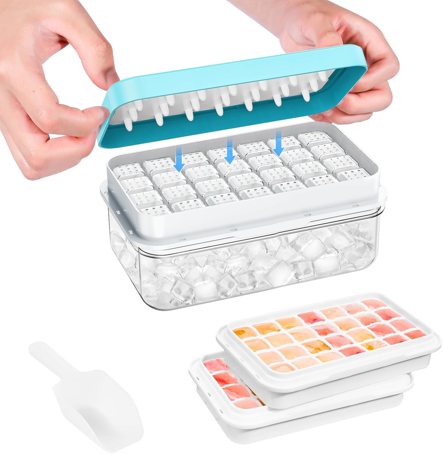 Detalle de PHINOX CTCJ001 Ice Cube Tray Set with Lid, Bin and 0.8-inch Mini Cubes