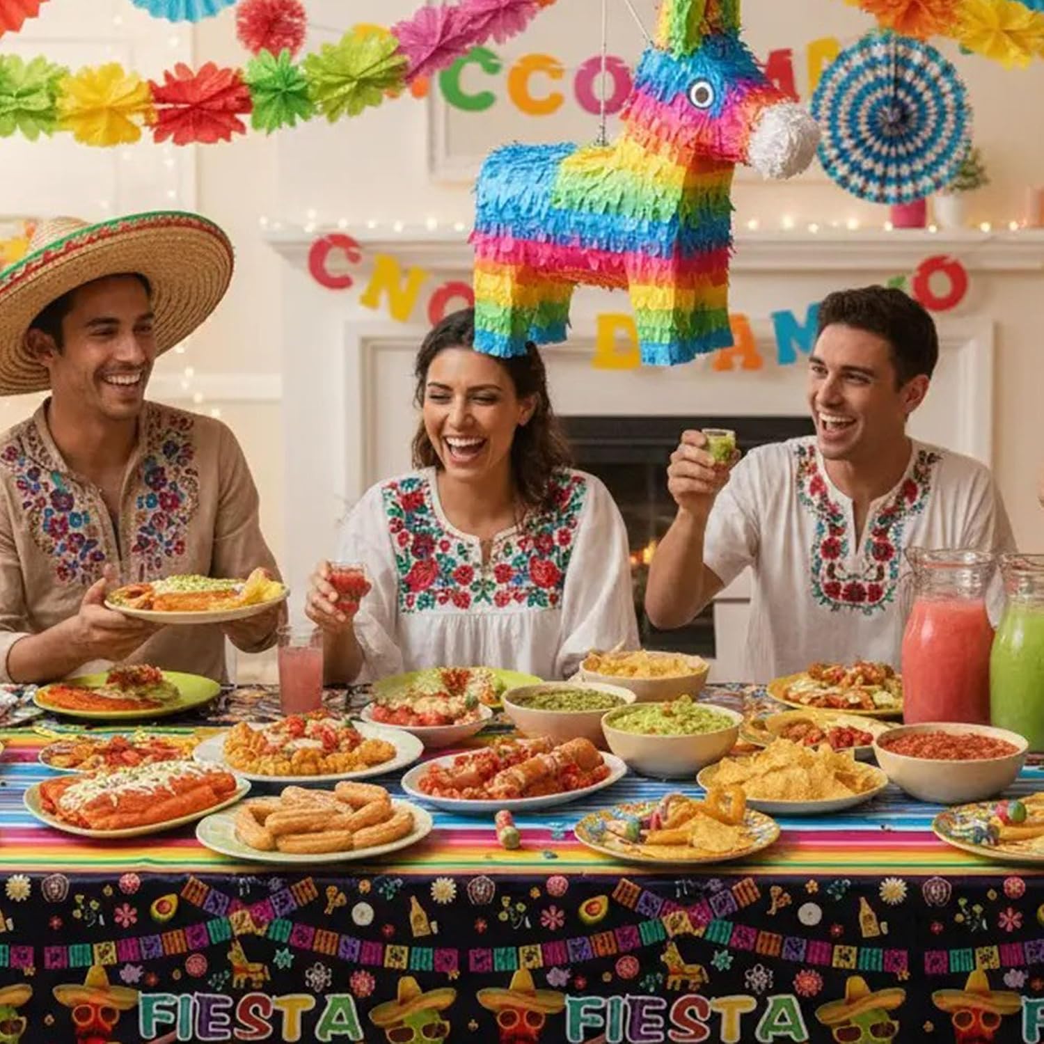 Detalle 2 de Mexican Fiesta Disposable Tablecloth 54 × 108 Inches