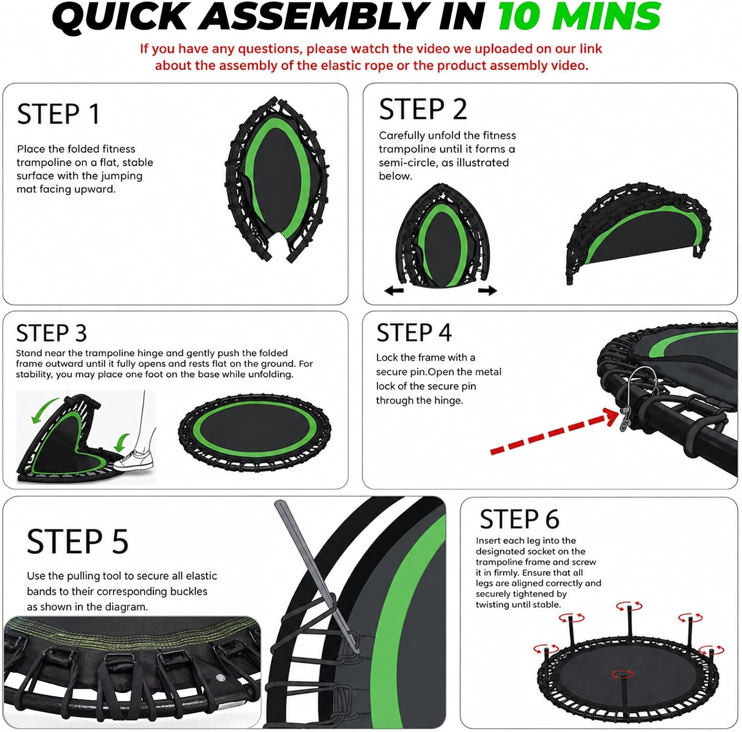Thumbnail 6 de ACWARM HOME R03VC-AC-FT401-A-GN 40-Inch Rebounder with Bungee Cords