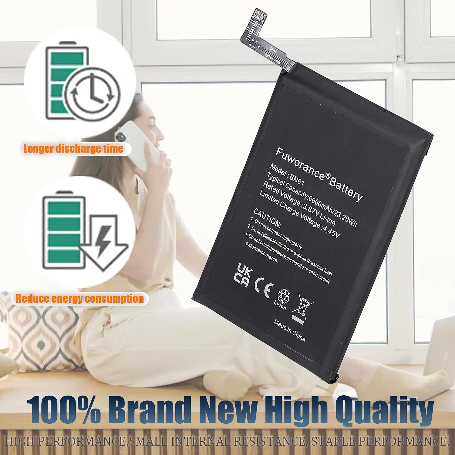 Detalle 2 de Fuworance 6000mAh BN61 Replacement Battery for Xiaomi Poco X3