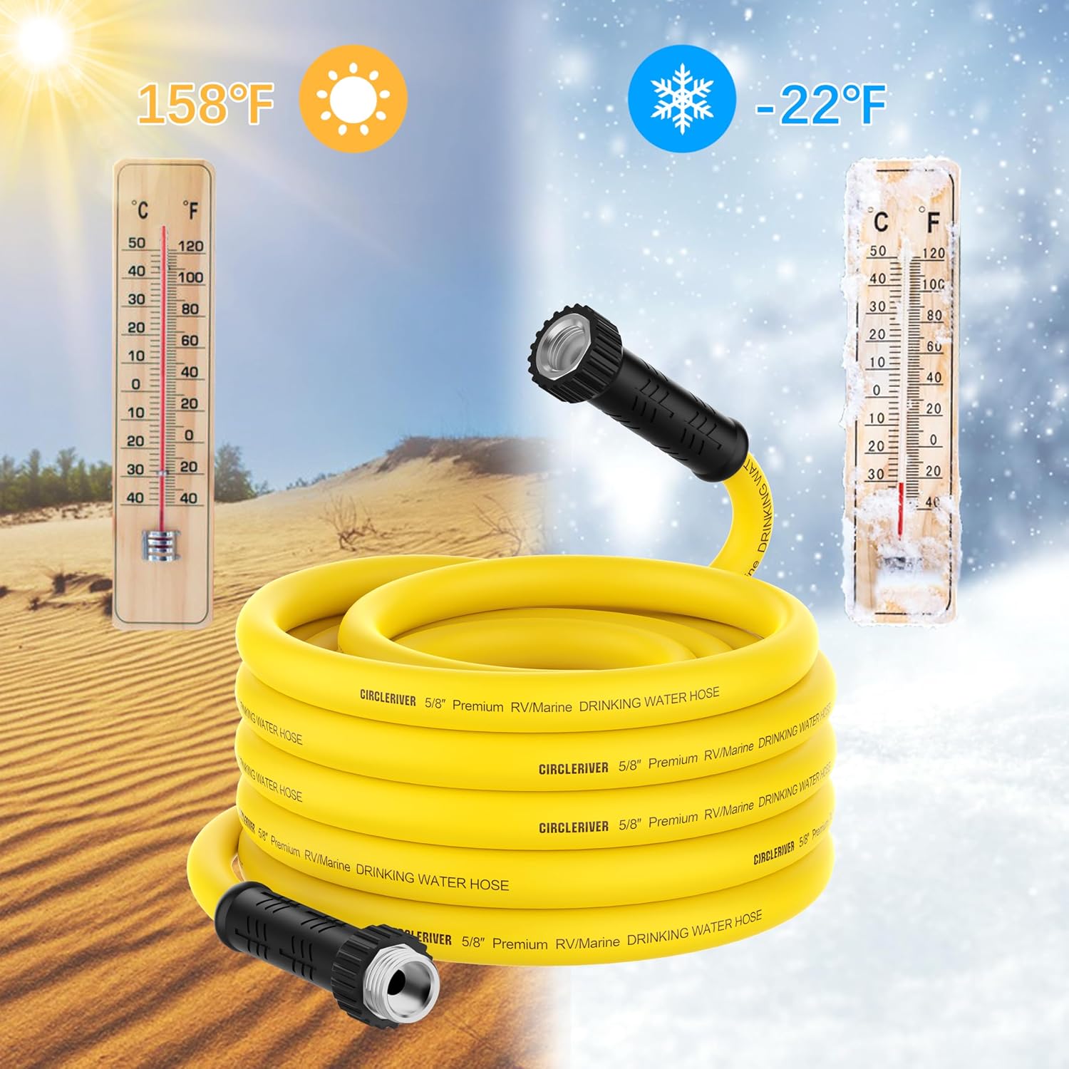 Thumbnail 4 de CircleRiver 50FT RV Drinking Water Hose (5/8 in) with Storage Bag