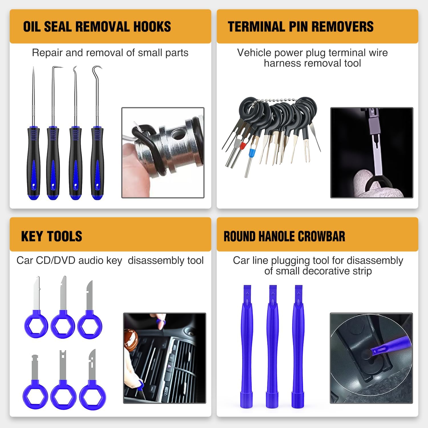 Detalle 2 de GOOACC 330Pcs Trim Removal Tool Set for Auto, Radio, and Panel Clips (Blue)