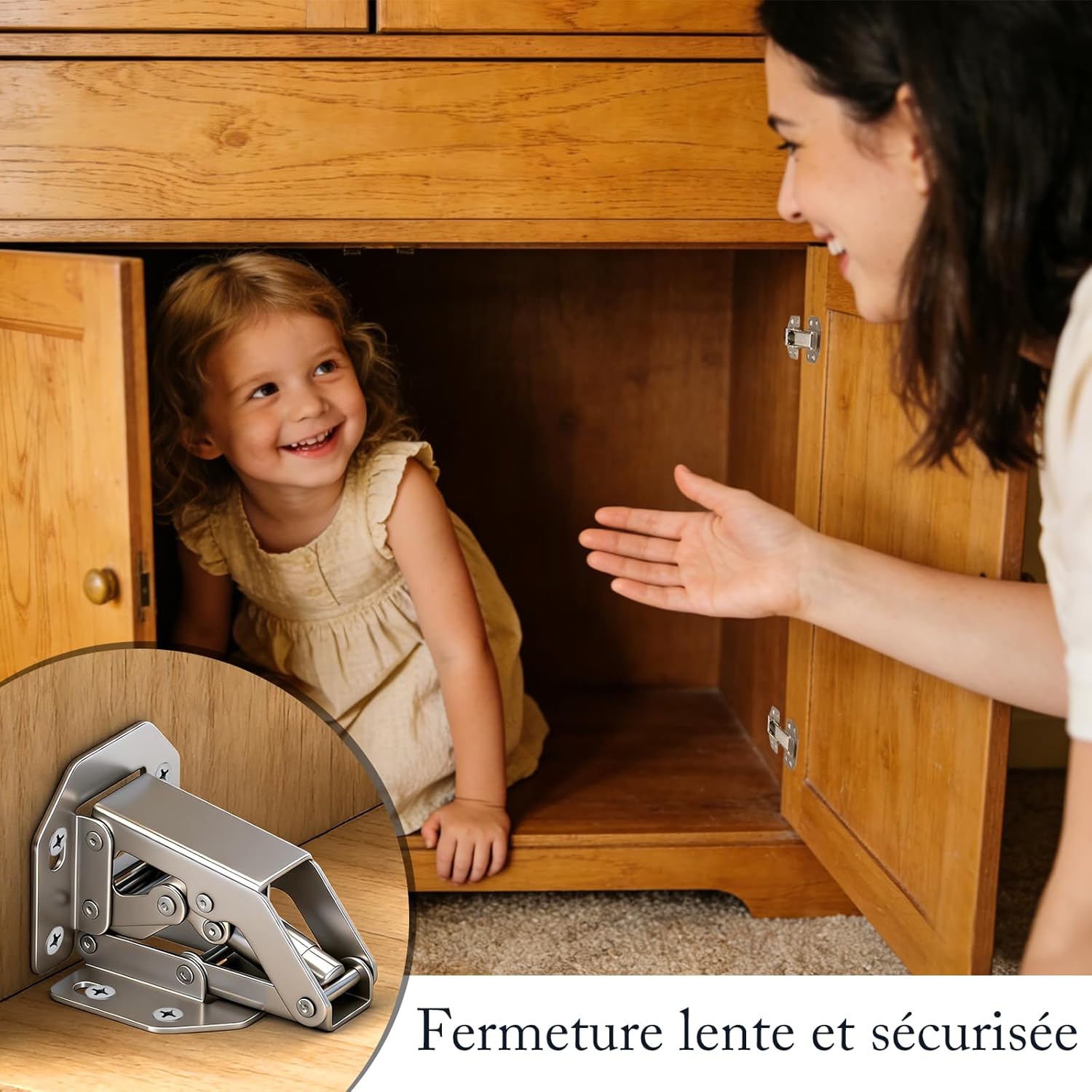 Thumbnail 5 de Wandefol Lot de 12 charnières à visser avec ressort, ouverture 90°, pour placards et portes intérieures