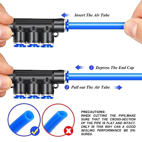 Thumbnail 3 de ERGAOBOY 5-way 6mm tube OD plastic quick release push-fit fittings (blue)