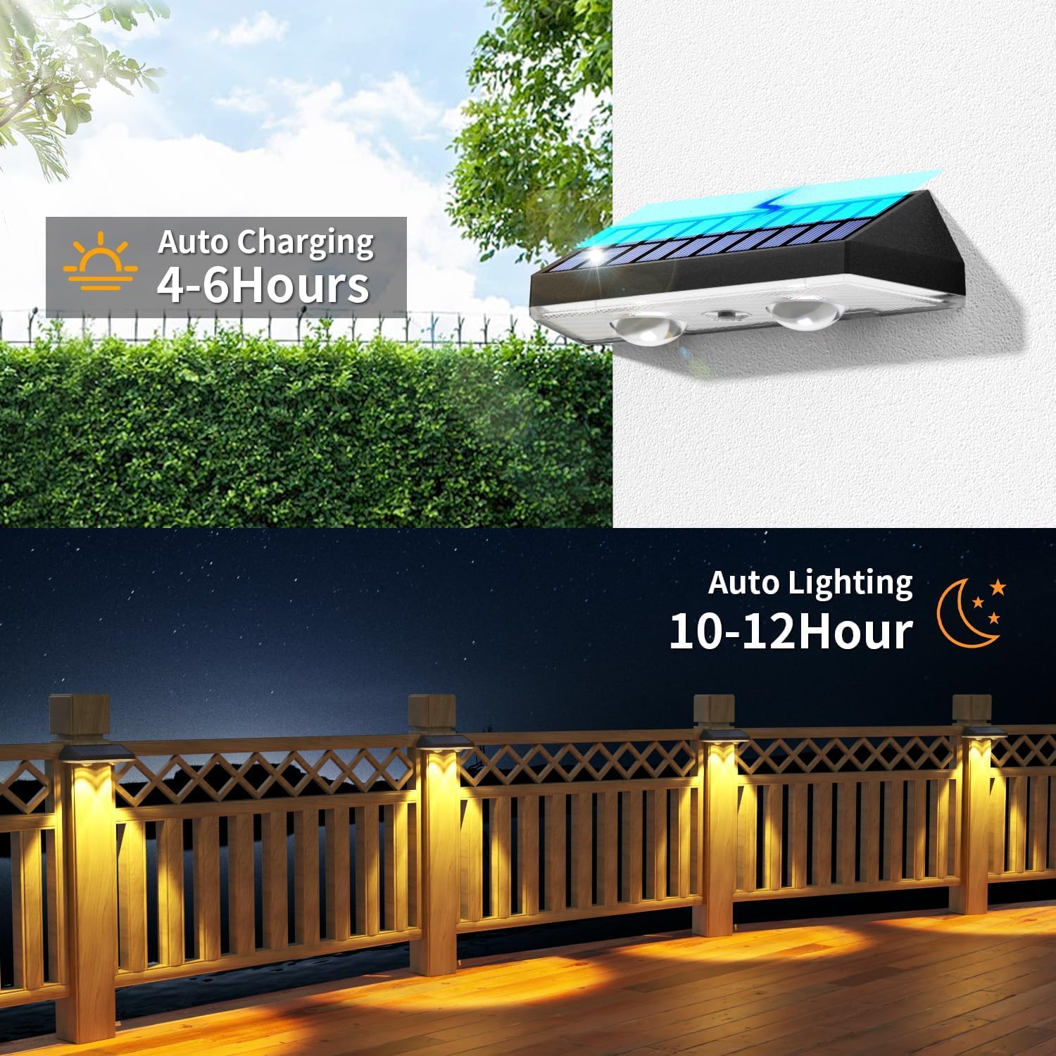 Thumbnail 4 de HAMLITE 10-Pack Solar Fence Lights: Waterproof Outdoor Wall Lights with 3 Colour Modes