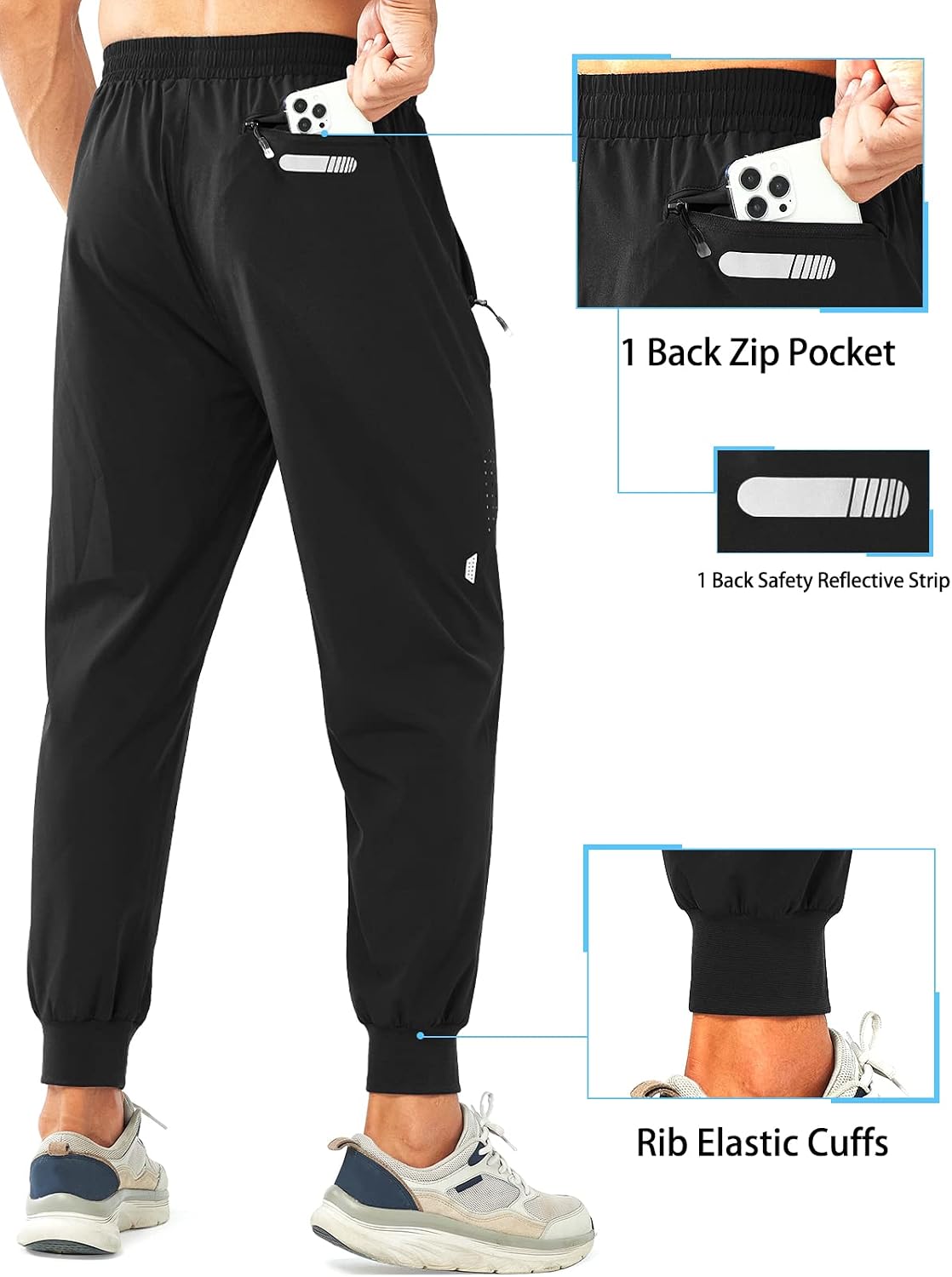 Thumbnail 2 de NORTHYARD Men's Athletic Running Pants: Lightweight, Quick-Dry Joggers with Zipper Pockets and UPF 50+