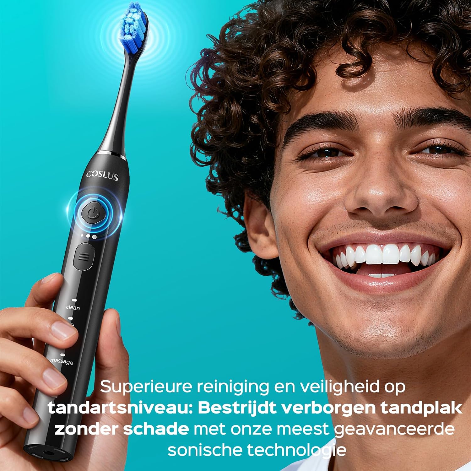 Thumbnail 3 de COSLUS C30 sonische tandenborstel, zwart, met 5 poetsmodi en IPX7