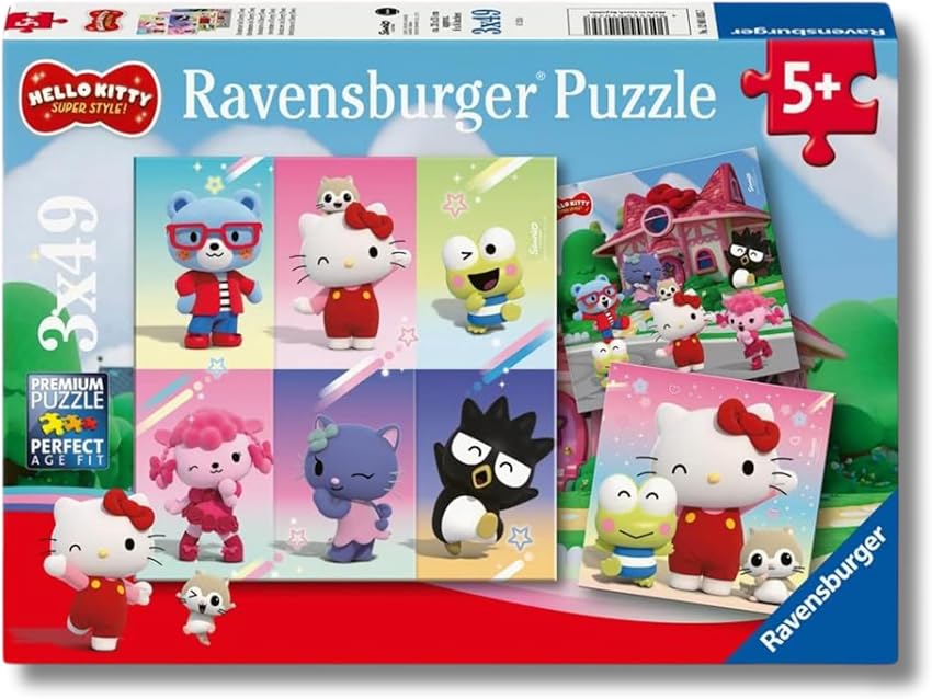 Detalle de Ravensburger Hello Kitty Pack de 3 puzzles 49 piezas 21×21 cm