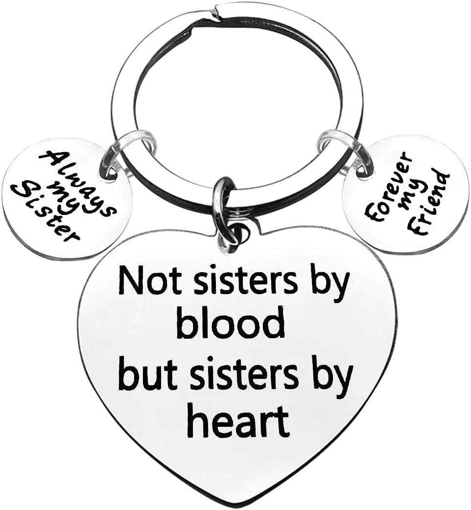 Detalle de Huwujiu Best Friend Keyring: Not Sister by Blood but Sister by Heart