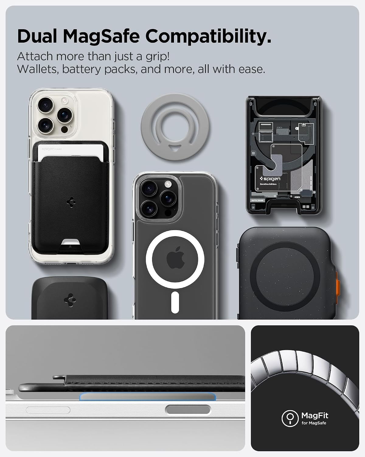 Detalle de Spigen Dual Pop MagFit anneau magnétique pour iPhone 16