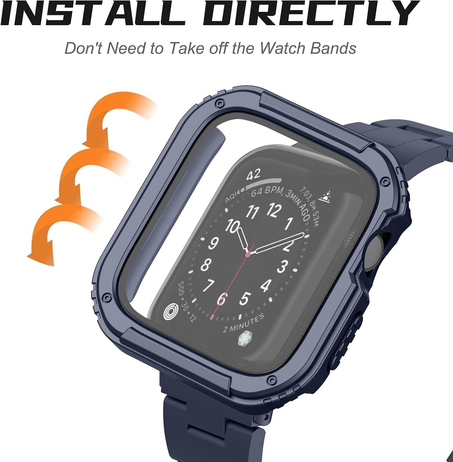 Thumbnail 3 de Adepoy 2-Pack Rugged Case for Apple Watch Series 10 46mm with Tempered Glass Screen Protector