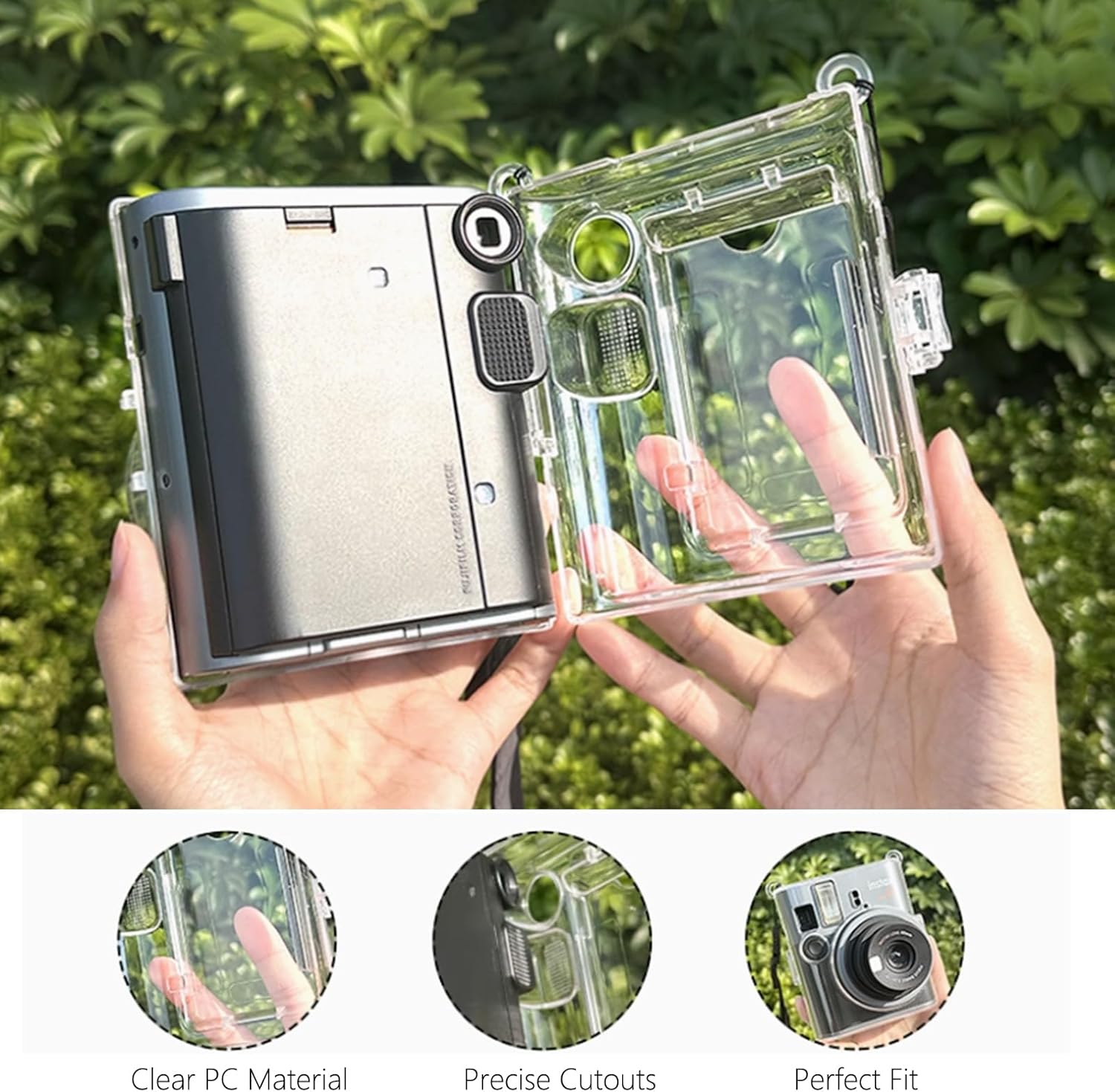 Detalle de Instant Mini 41 Case for Fuji Instax Mini 41 Camera – Clear Protective Cover with Shoulder Strap