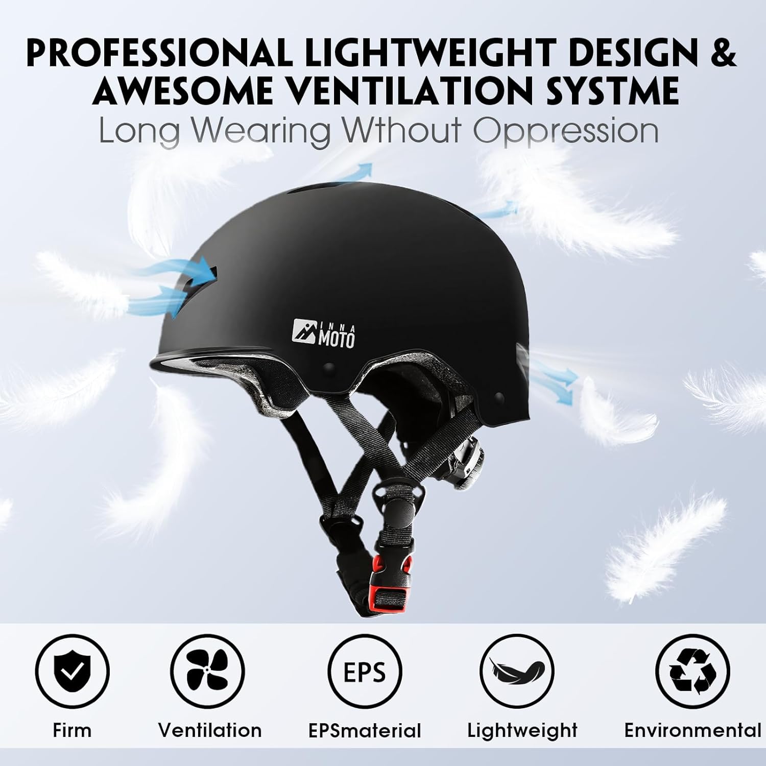 Detalle de Innamoto Adjustable Skateboard Helmet for Adults (CPSC 1203 / ASTM 1492)