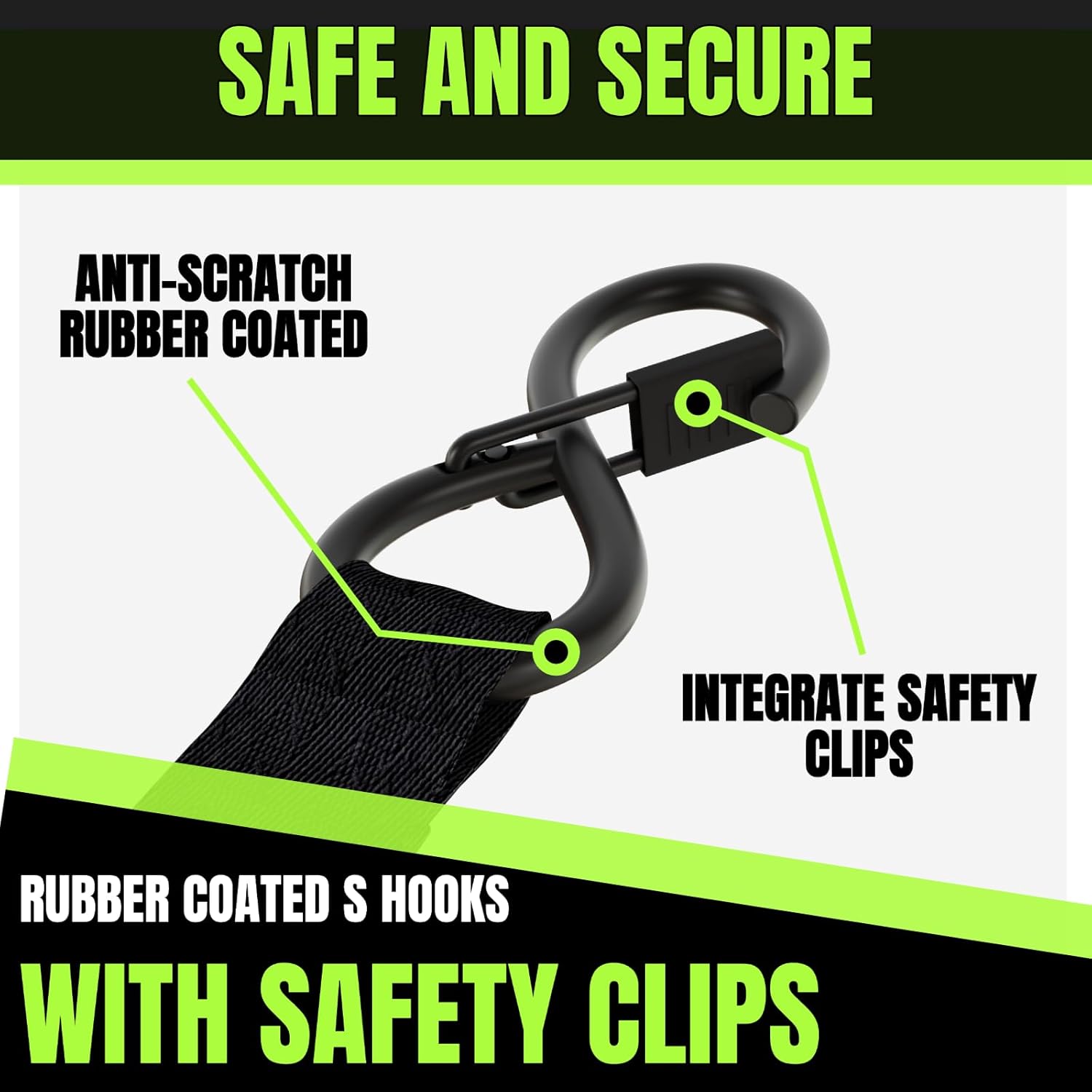 Thumbnail 3 de Retractable Ratchet Straps 1 in x 12 ft Heavy-Duty Auto-Retract Tie Downs (2-Pack) — 1760 lb Break Strength